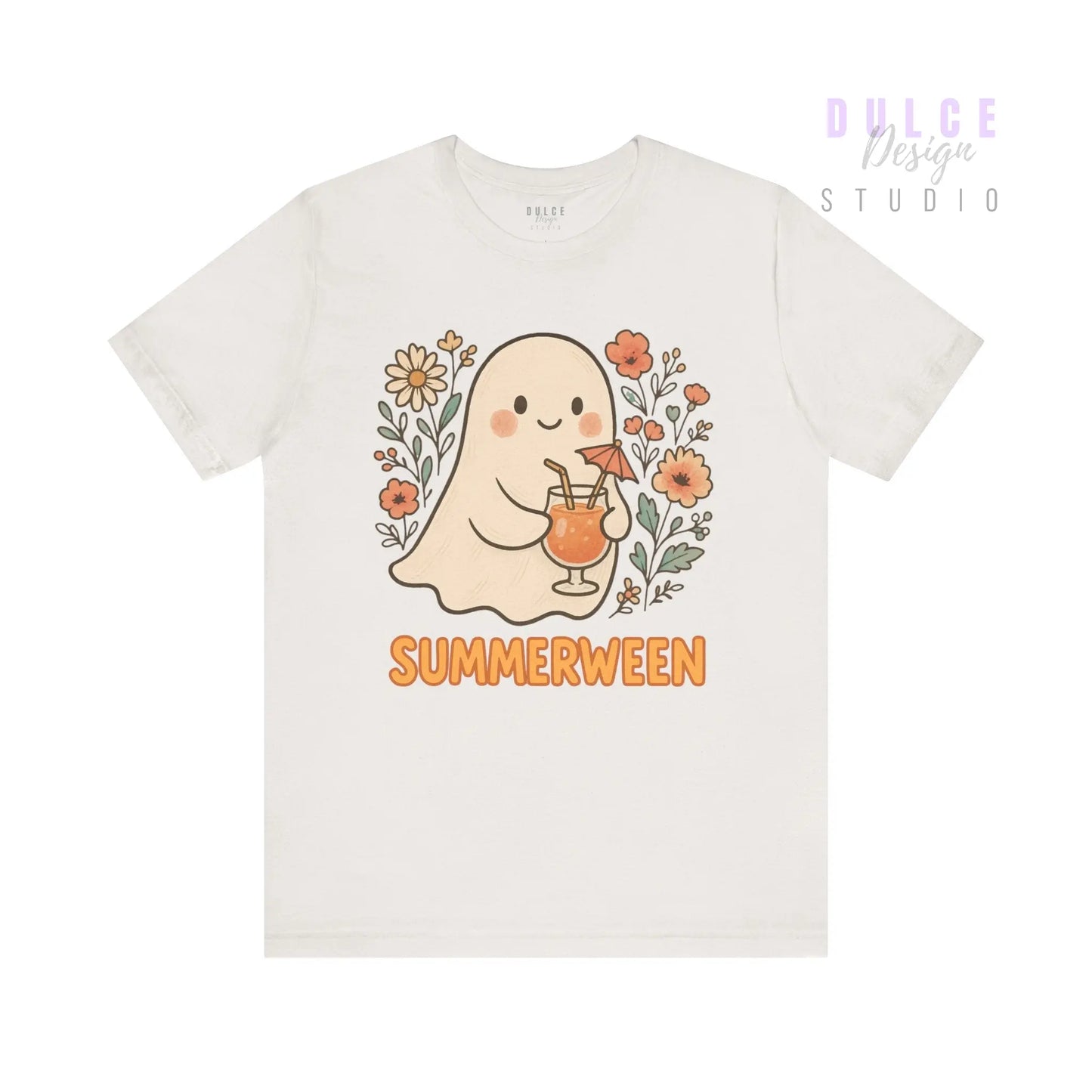 Summerween Ghost T-Shirt – Vintage Style Floral Halloween Tee - Vintage White / 3XL Dulce Design Studio