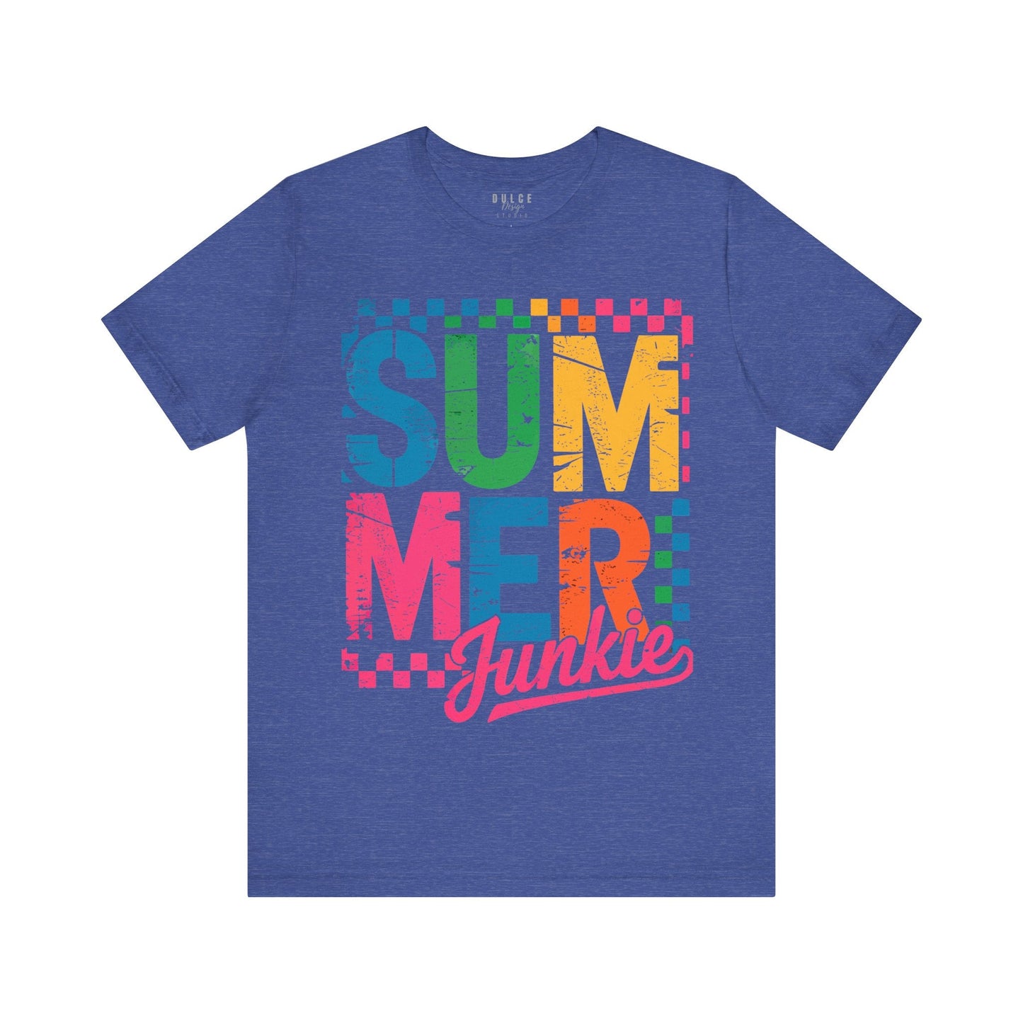 Summer Junkie – Summer Graphic Tee- Heather True Royal / 3XL- Dulce Design Studio