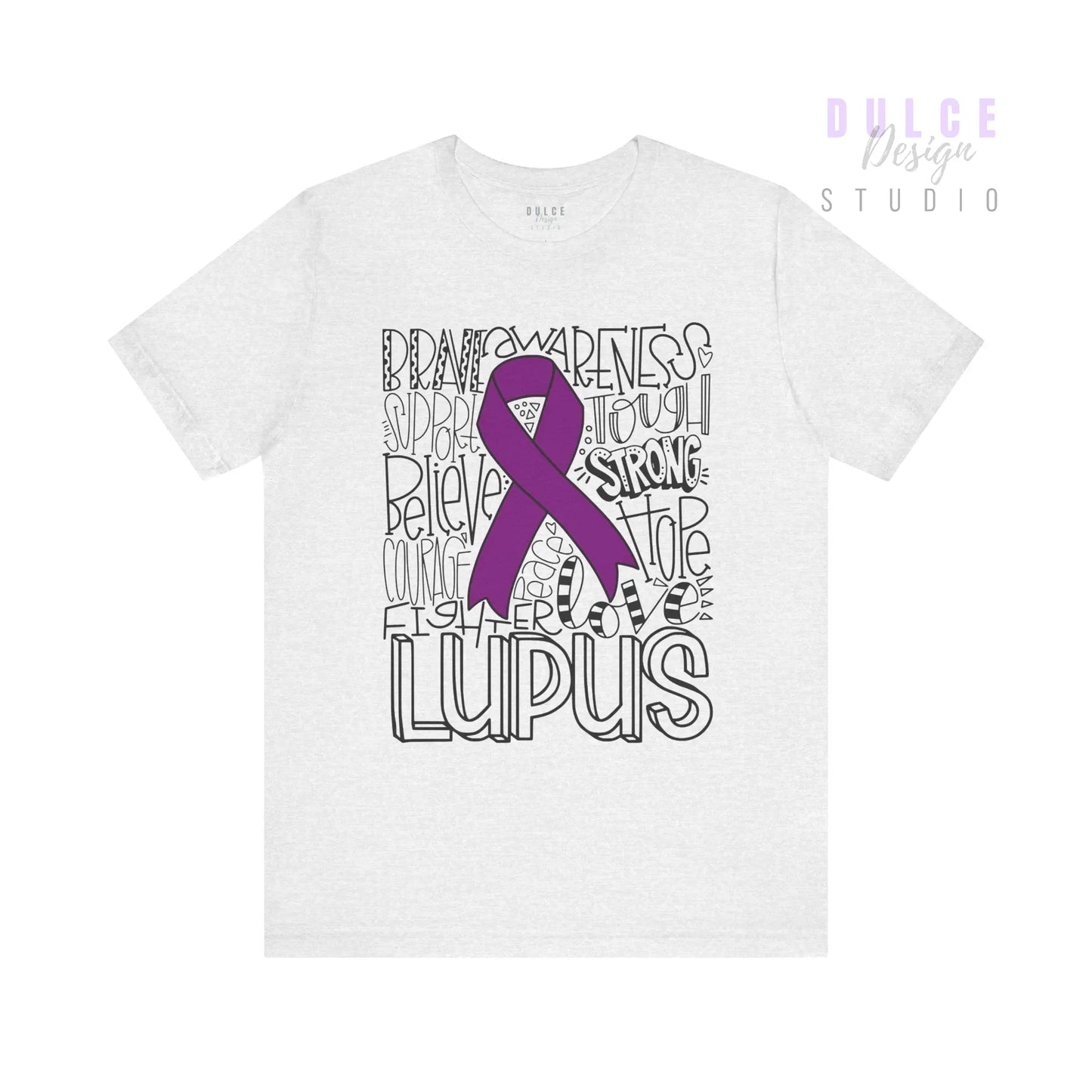 Lupus Warrior Word Collage Tee – Support, Strength & Awareness - Dulce Design Studio
