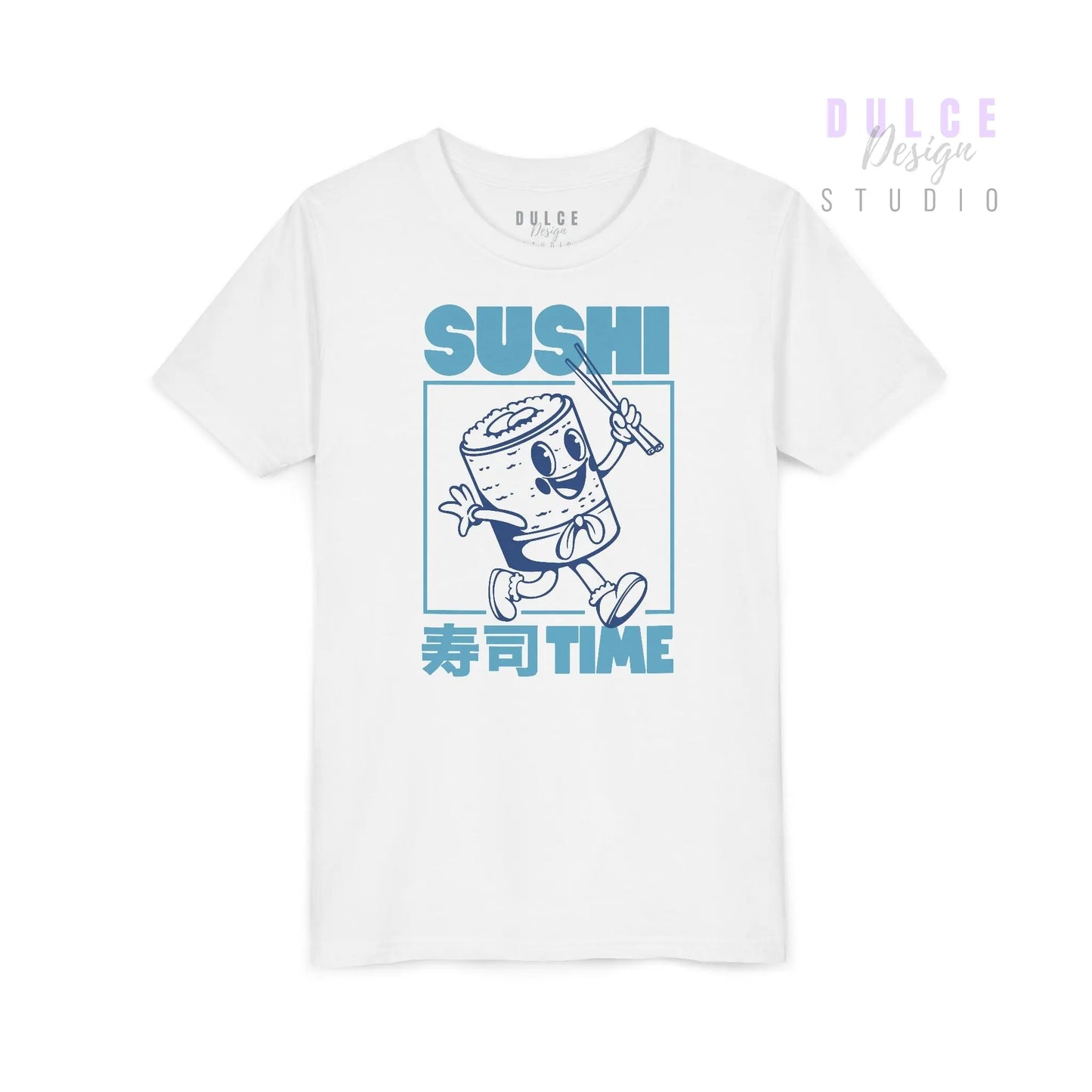 Sushi Time – Retro Blue Kids Tee - Dulce Design Studio