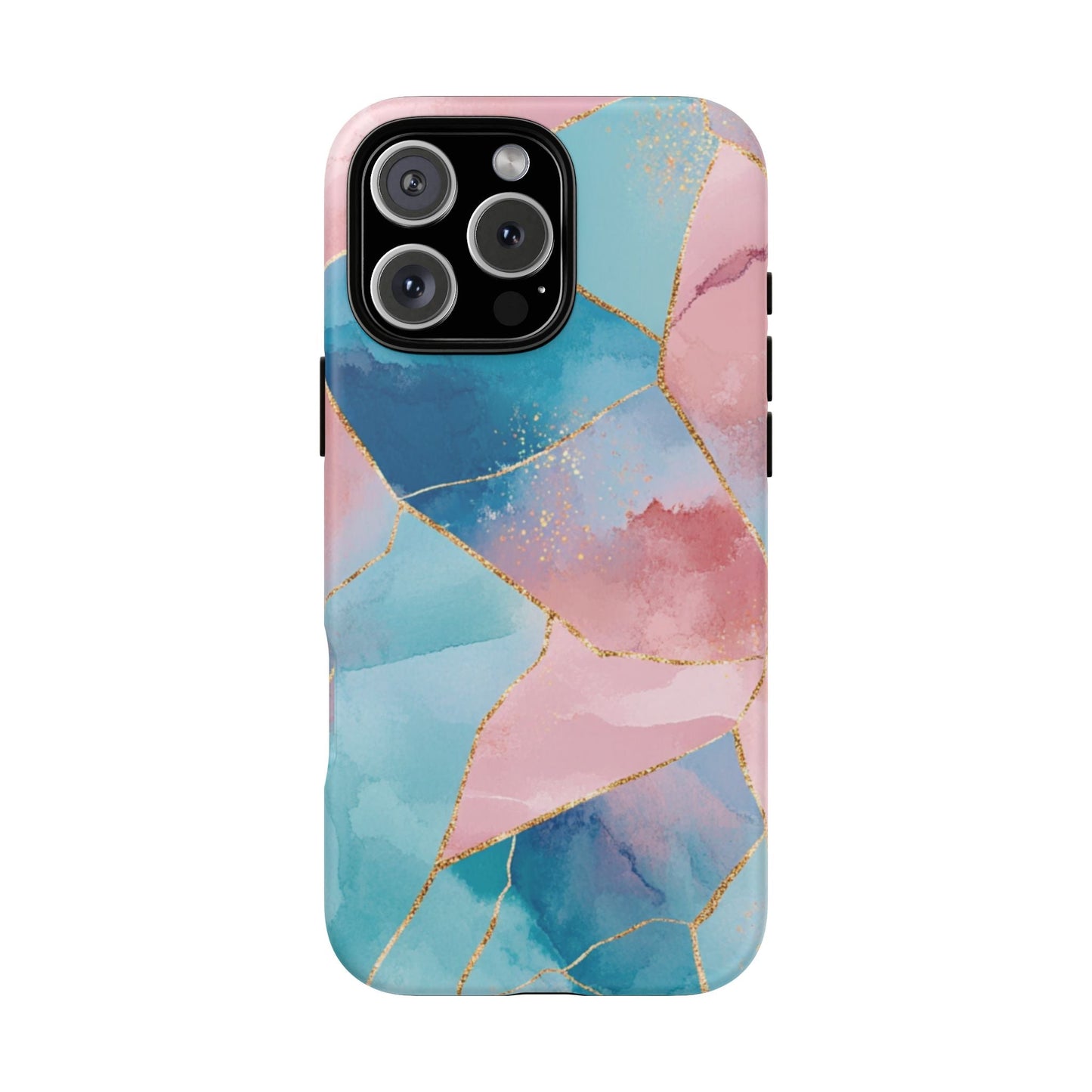 Blush Mosaic Phone Case – Watercolor Gold Tough Case- iPhone 16 Pro Max / Matte- Dulce Design Studio