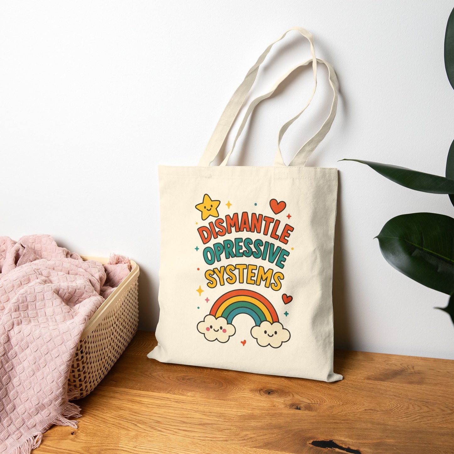Dismantle Oppressive Systems – Rainbow Tote Bag- - Dulce Design Studio