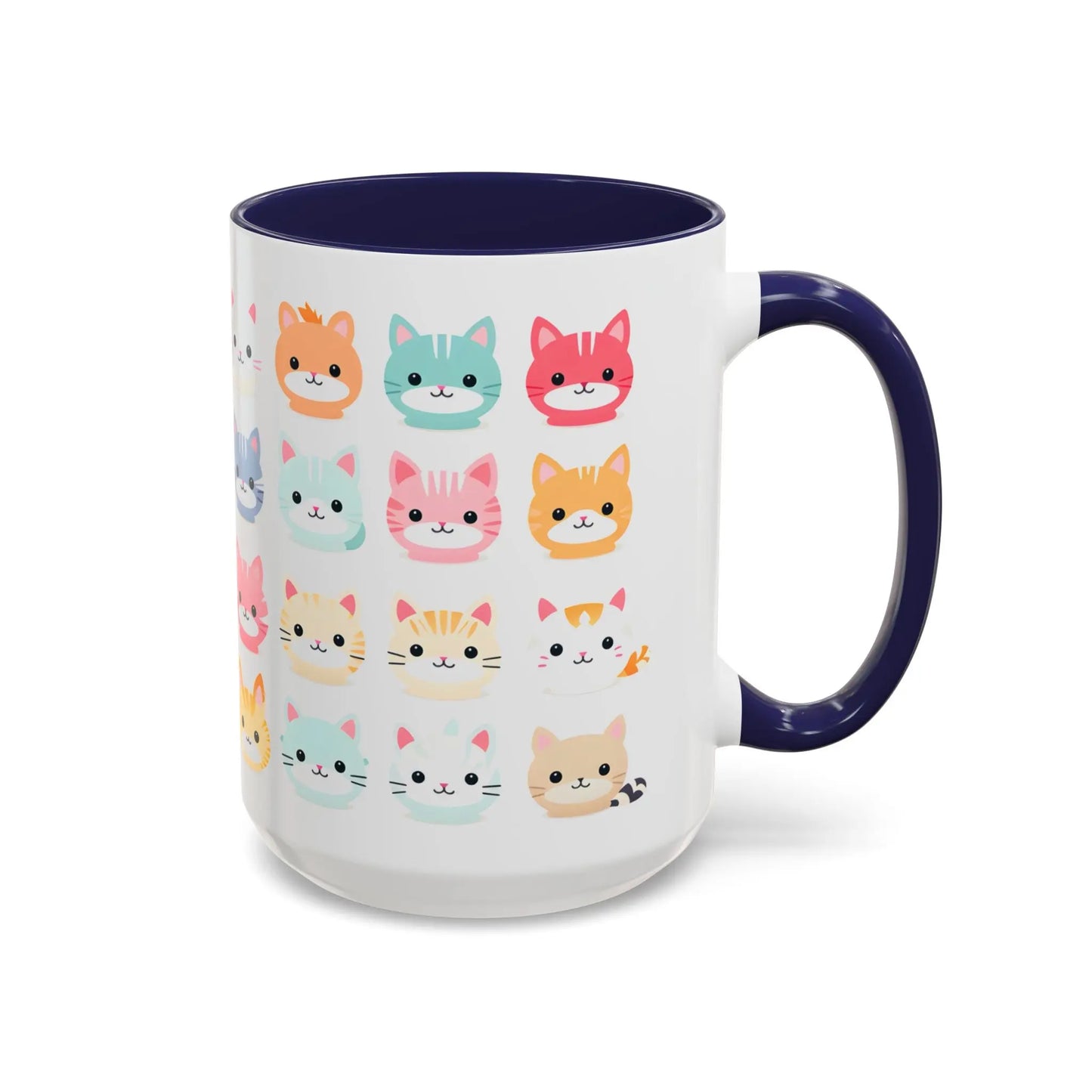 Cute Cat Faces Mug – 15oz Ceramic Coffee Cup for Cat Lovers - Dulce Design Studio