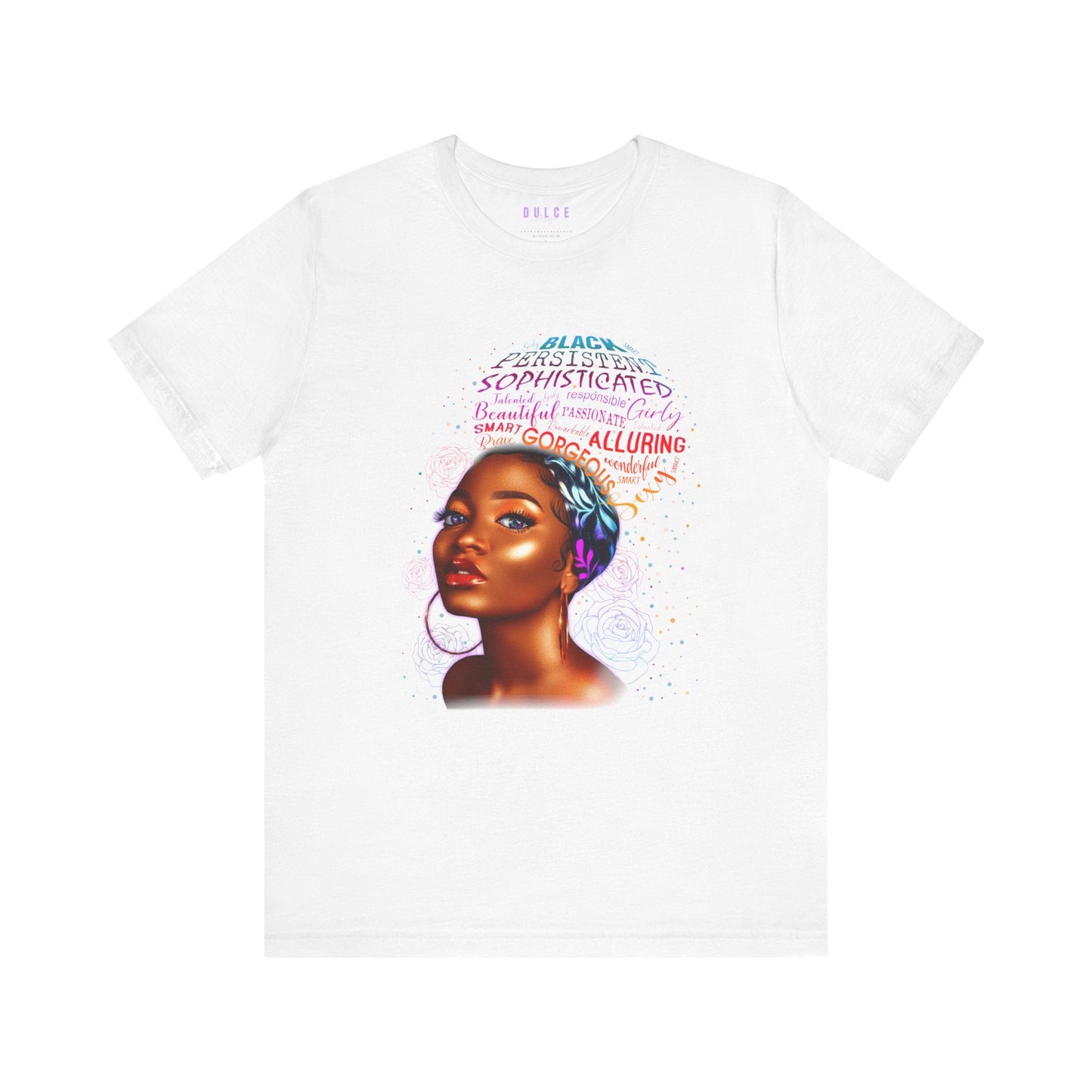 Radiant by Design – Empowered Woman Graphic Tee- White / L- Dulce Design Studio