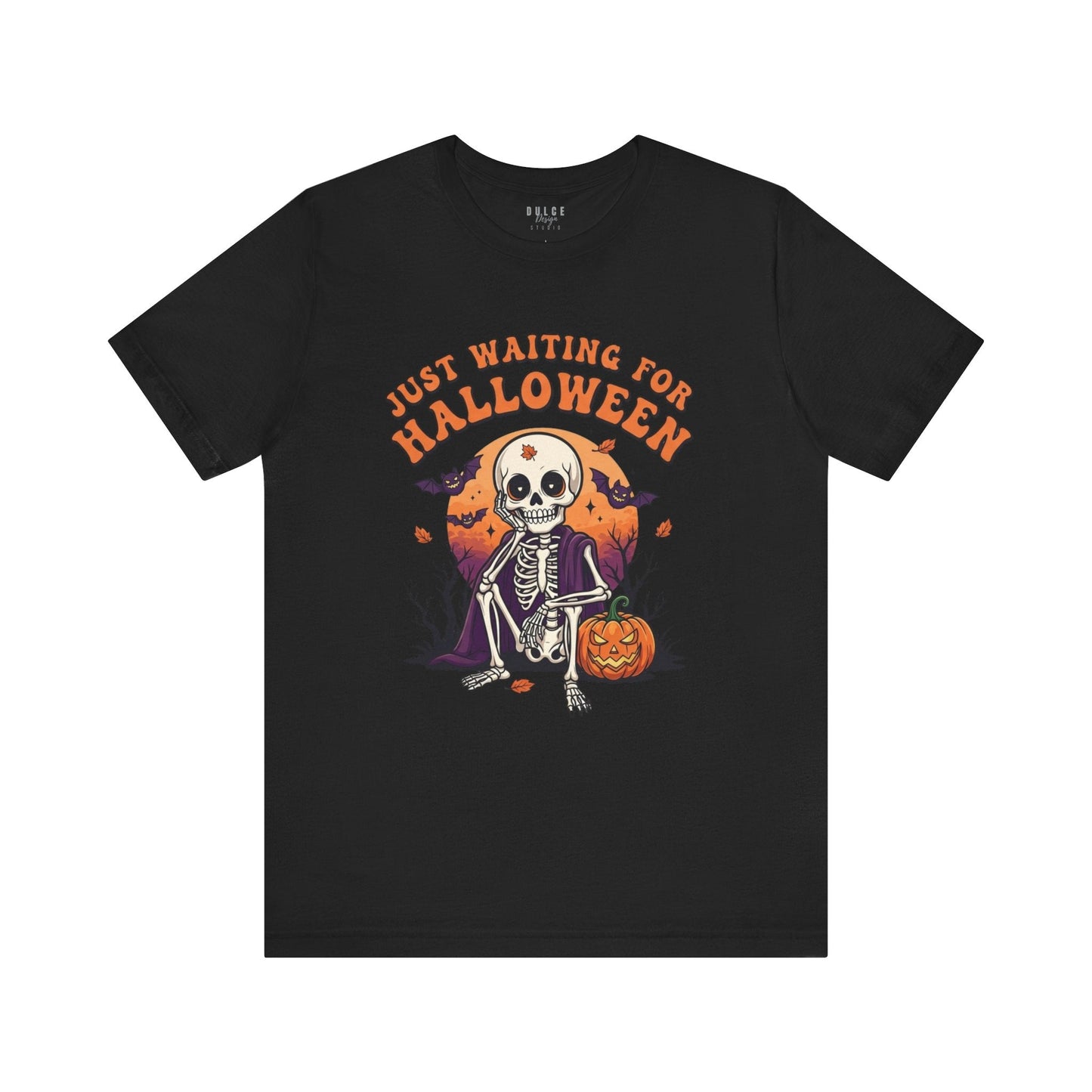 Halloween T-Shirt – Just Waiting for Halloween Skeleton Tee- Black / 3XL- Dulce Design Studio