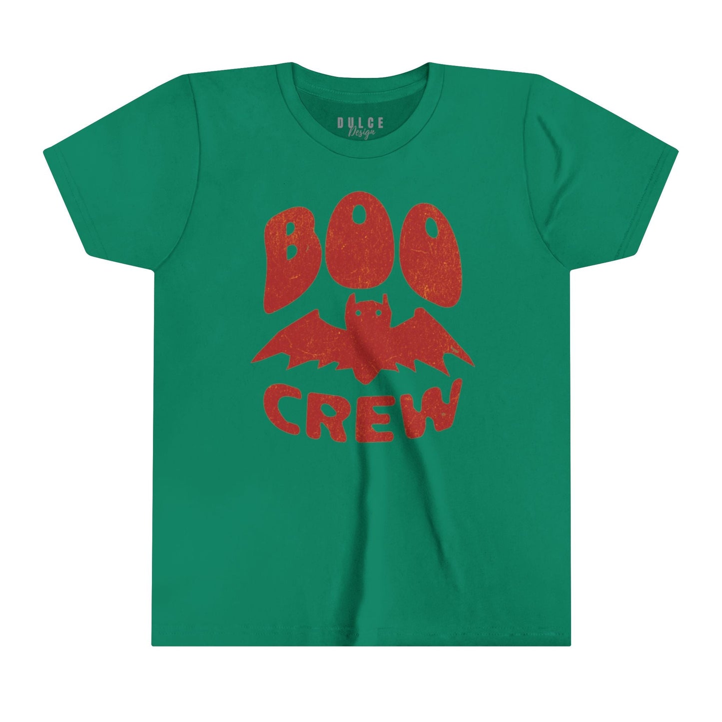 BOO CREW UNISEX YOUTH HALLOWEEN TEE - FUN & FESTIVE BAT-THEMED SHIRT FOR KIDS- Kelly / XL- Dulce Design Studio