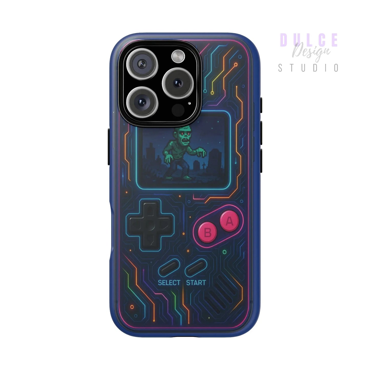 Colorful gamer phone case inspired by classic handheld consoles