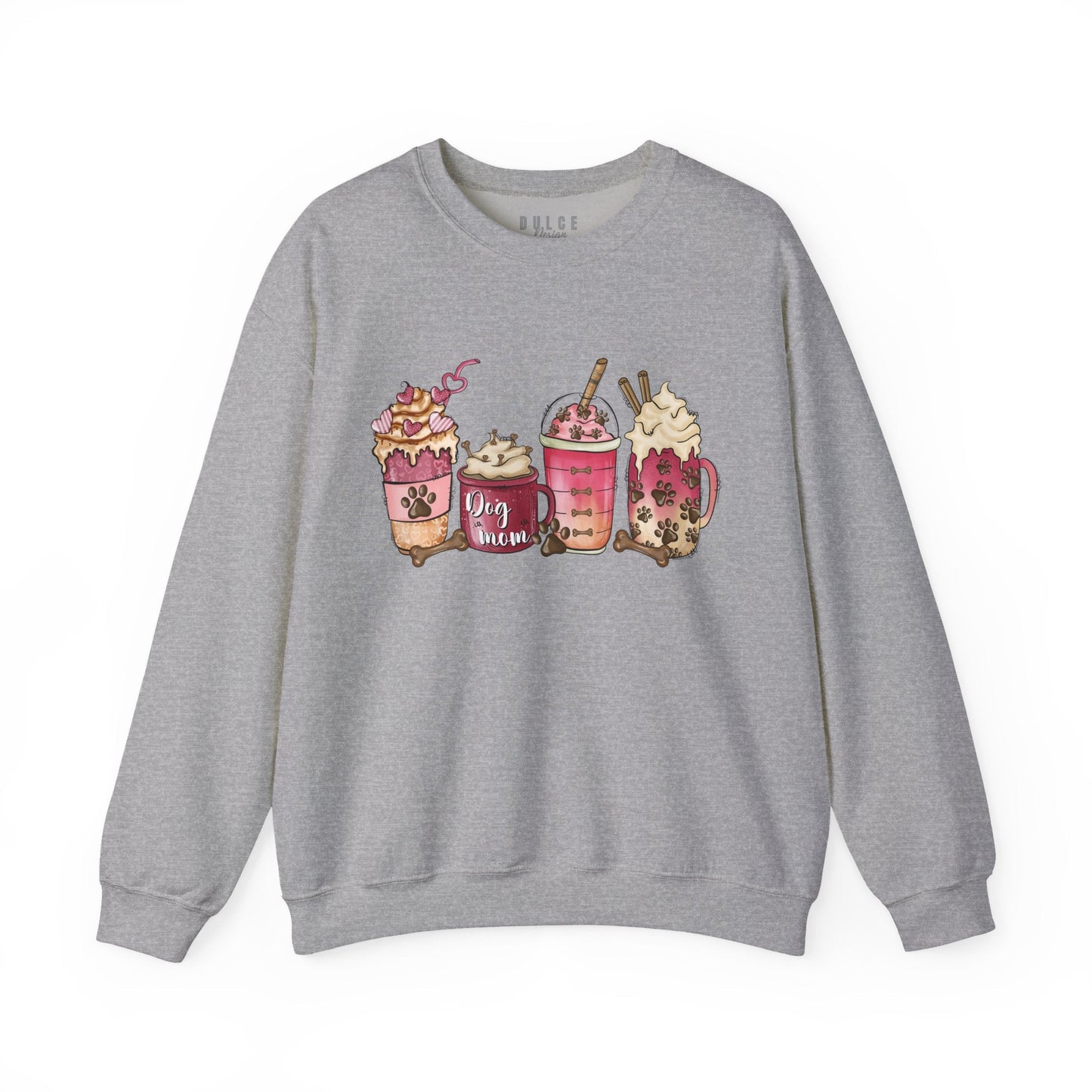 Dog Mom Sweatshirt – Cozy Coffee & Paw Print Pullover- - Dulce Design Studio