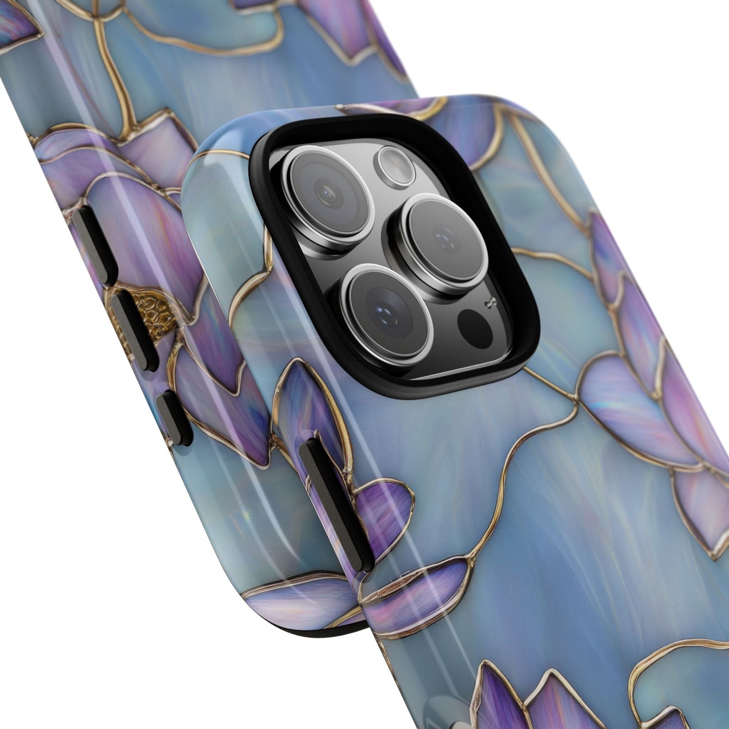 Lotus Glow Phone Case – Stained Glass Floral Tough Case- iPhone 16 Pro / Glossy- Dulce Design Studio