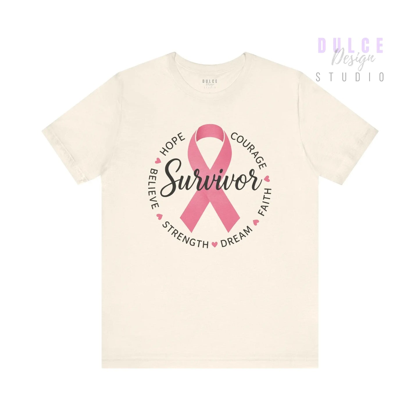Survivor Ribbon Circle T-Shirt – Strength, Hope & Courage - Dulce Design Studio
