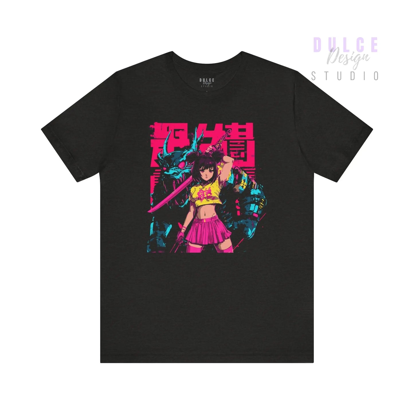 Mecha Muse – Neon Anime Girl Tee - Dulce Design Studio