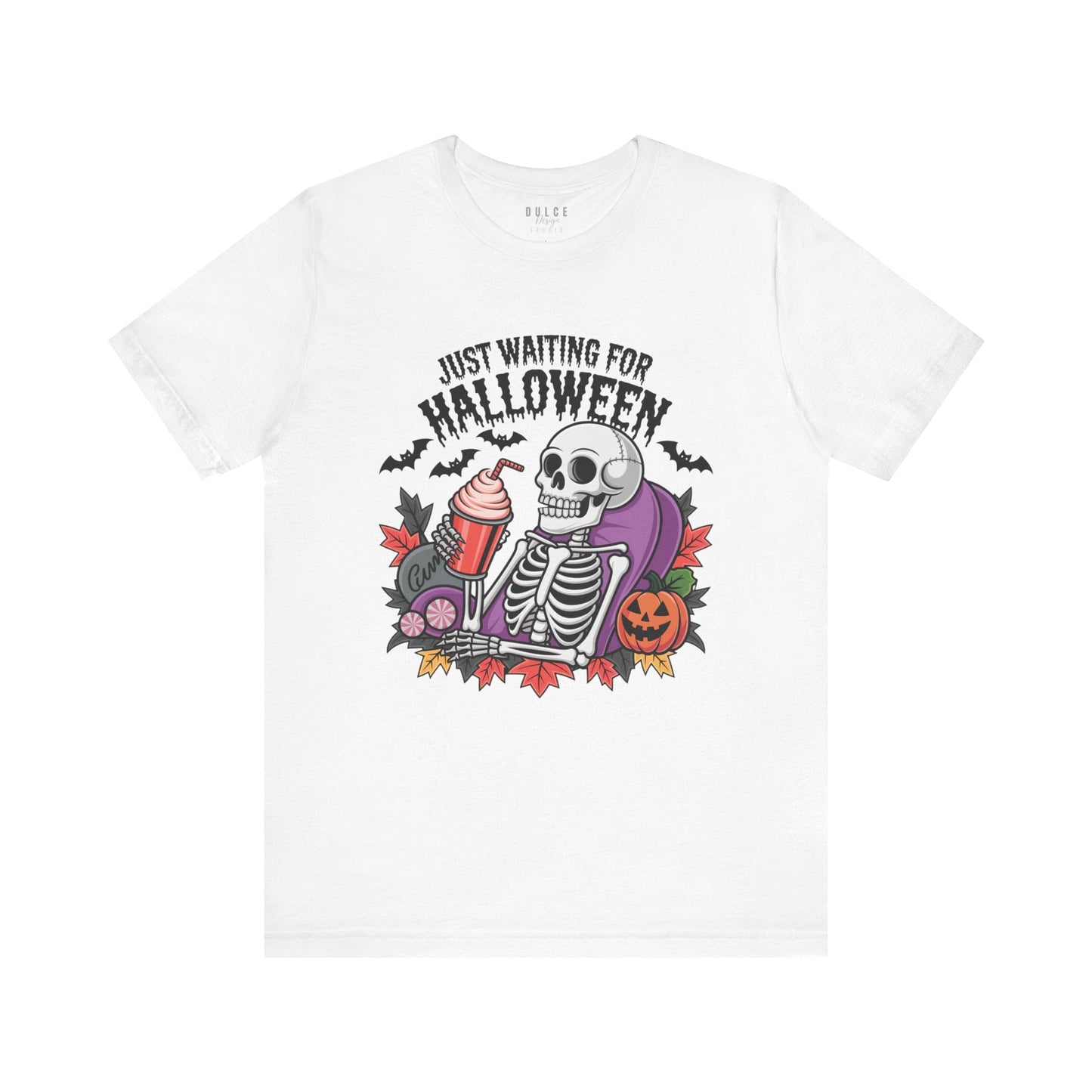 Just Waiting for Halloween – Funny Halloween Skeleton Shirt- - Dulce Design Studio