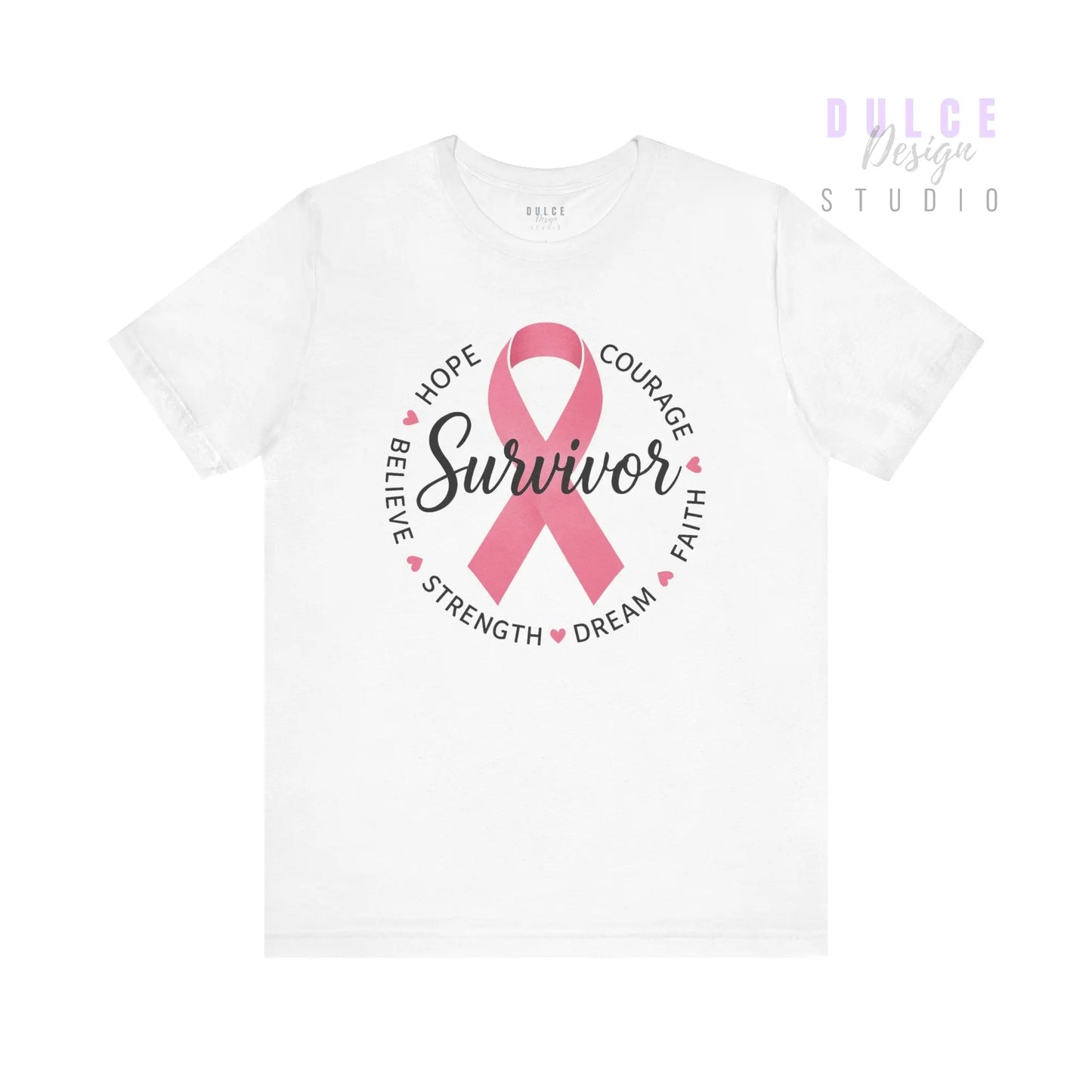 Survivor Ribbon Circle T-Shirt – Strength, Hope & Courage - Dulce Design Studio