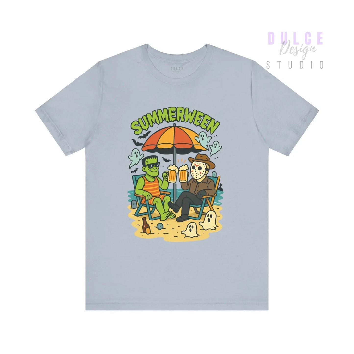 Summerween Parody Shirt – Spooky Beach Bros Tee for Horror Fans - Light Blue / 3XL Dulce Design Studio