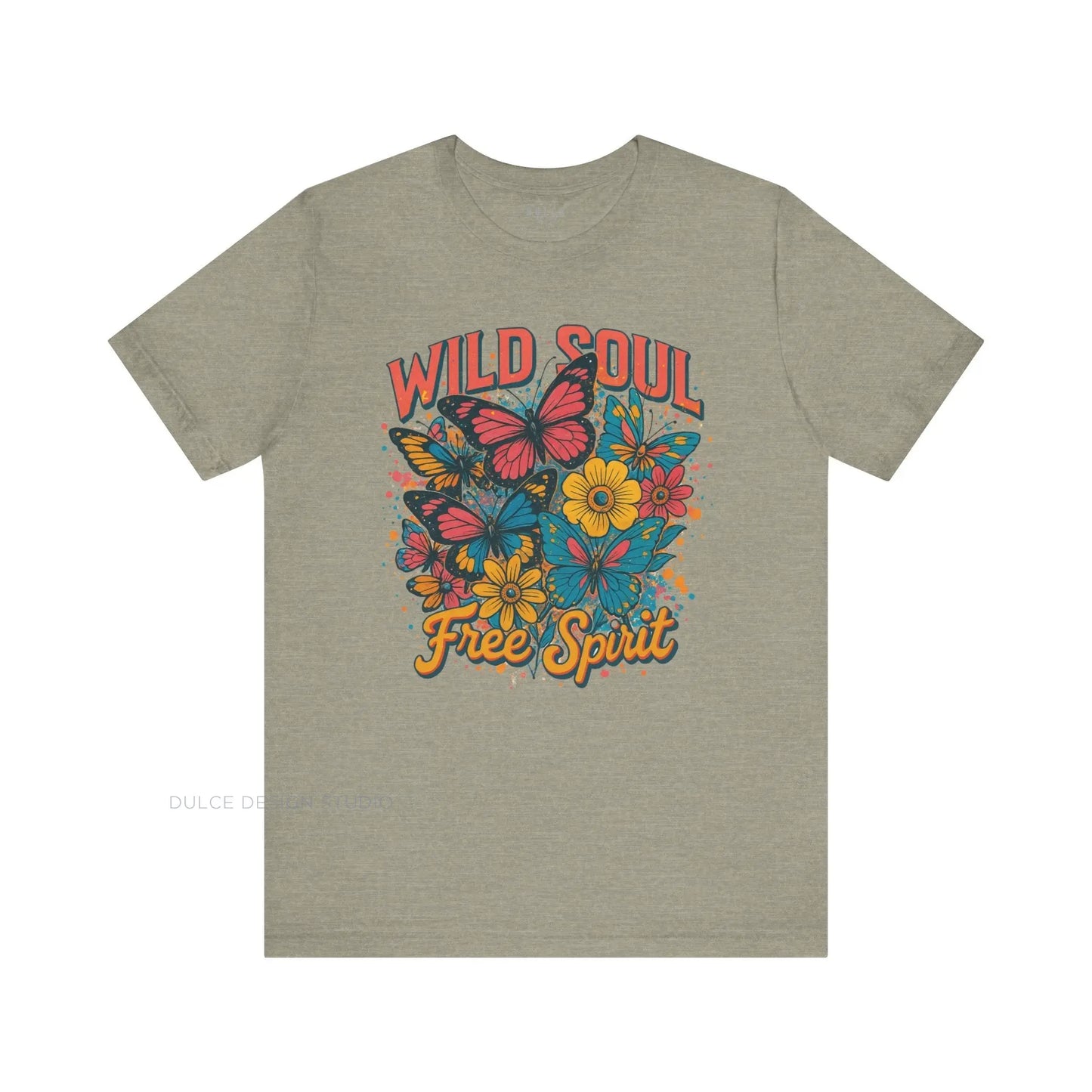 Wild Soul, Free Spirit – Retro Butterfly & Floral Tee - Dulce Design Studio