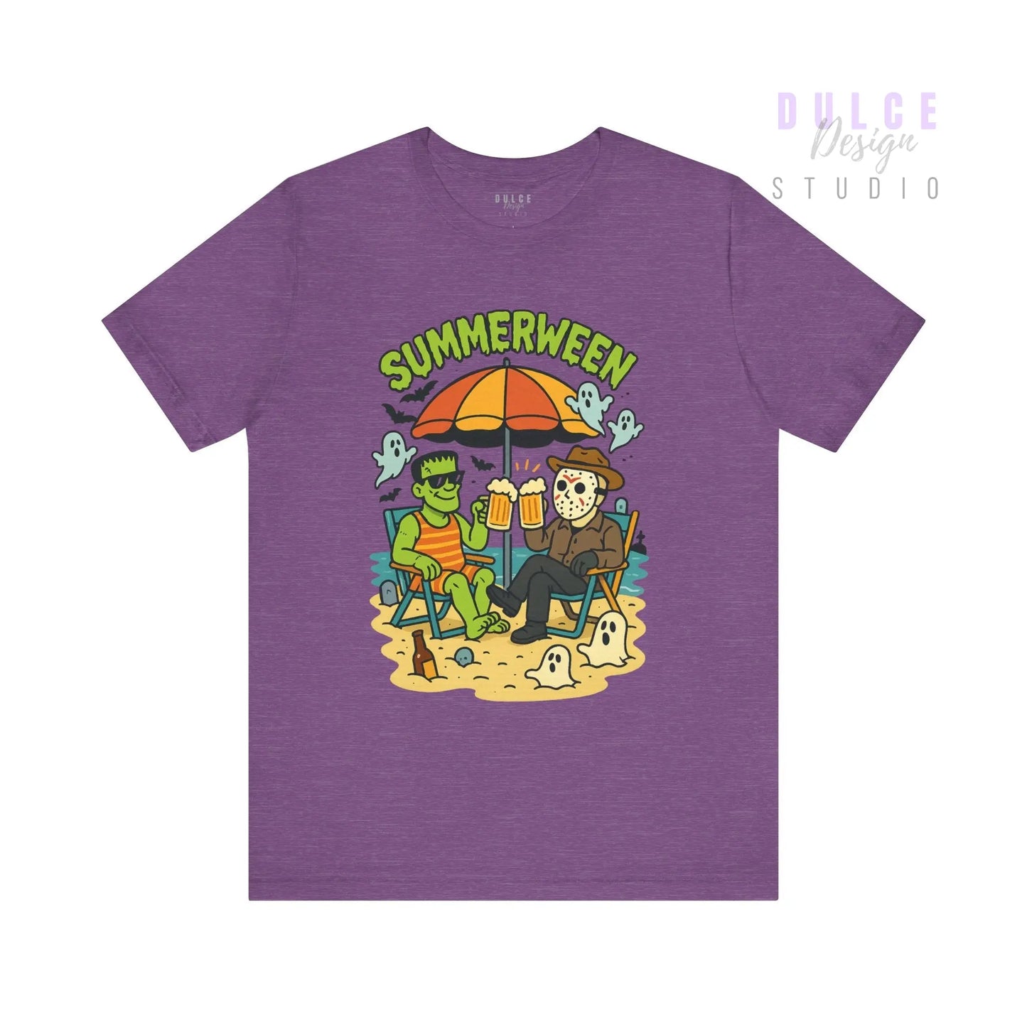 Summerween Parody Shirt – Spooky Beach Bros Tee for Horror Fans - Heather Team Purple / 3XL Dulce Design Studio