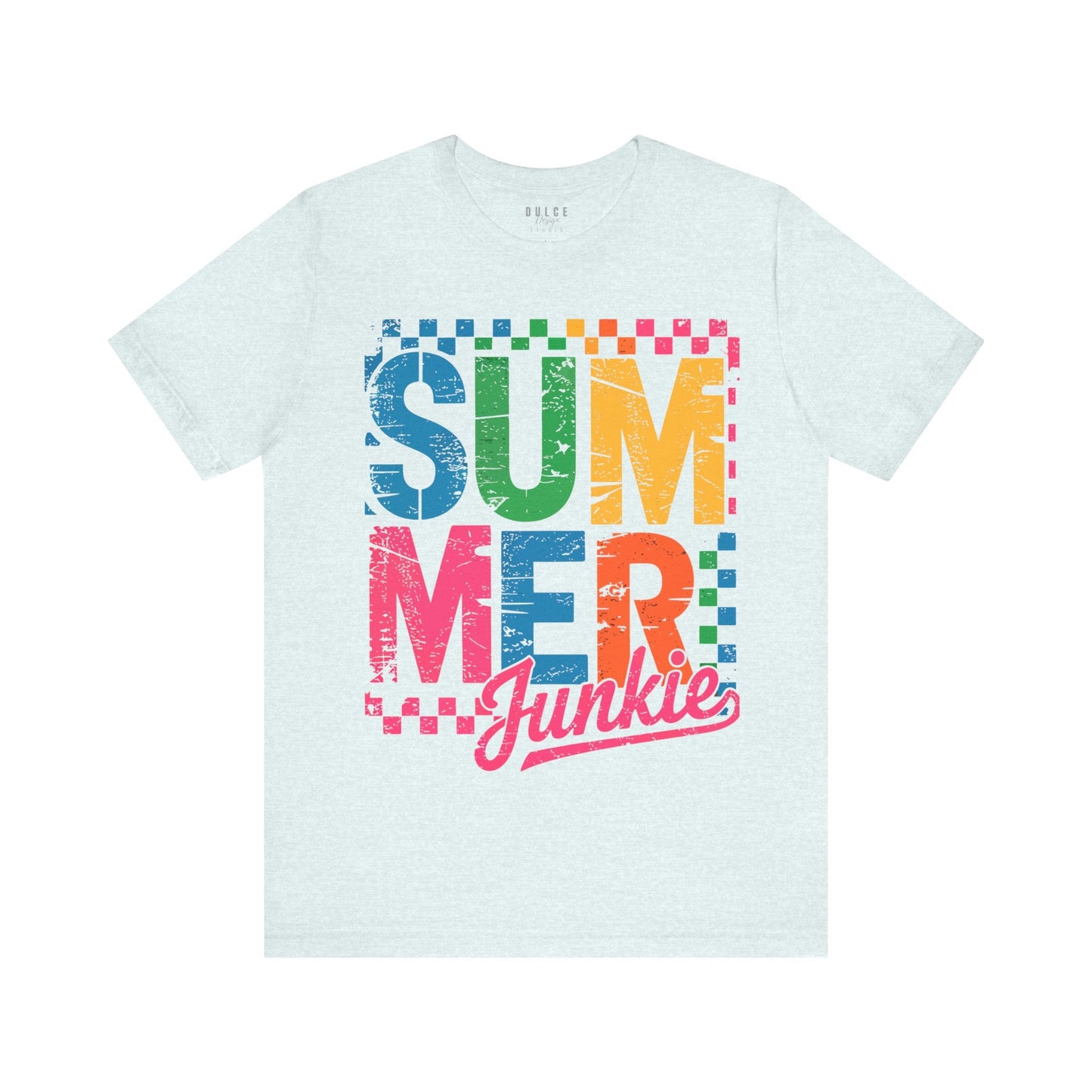 Summer Junkie – Summer Graphic Tee- Heather Ice Blue / 3XL- Dulce Design Studio