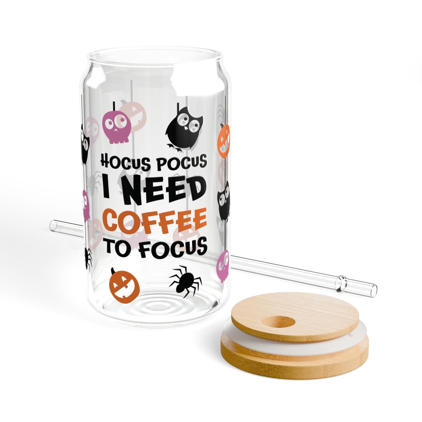 HOCUS POCUS I NEED COFFEE TO FOCUS - LIBBY GLASS 16oz- - Dulce Design Studio