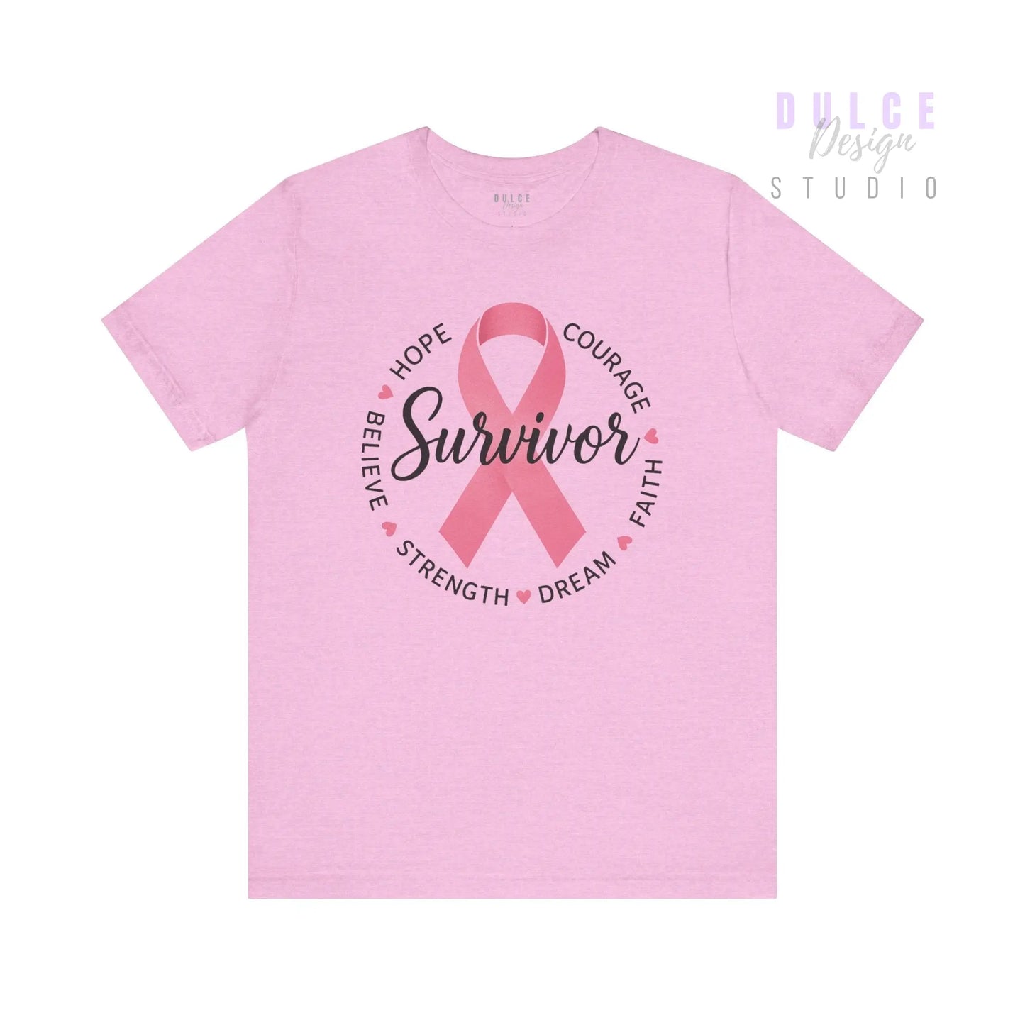 Survivor Ribbon Circle T-Shirt – Strength, Hope & Courage - Dulce Design Studio