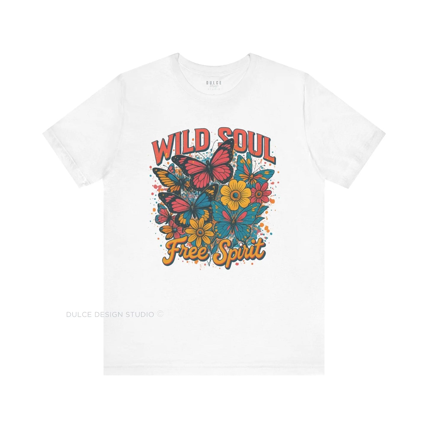 Wild Soul, Free Spirit – Retro Butterfly & Floral Tee - Dulce Design Studio