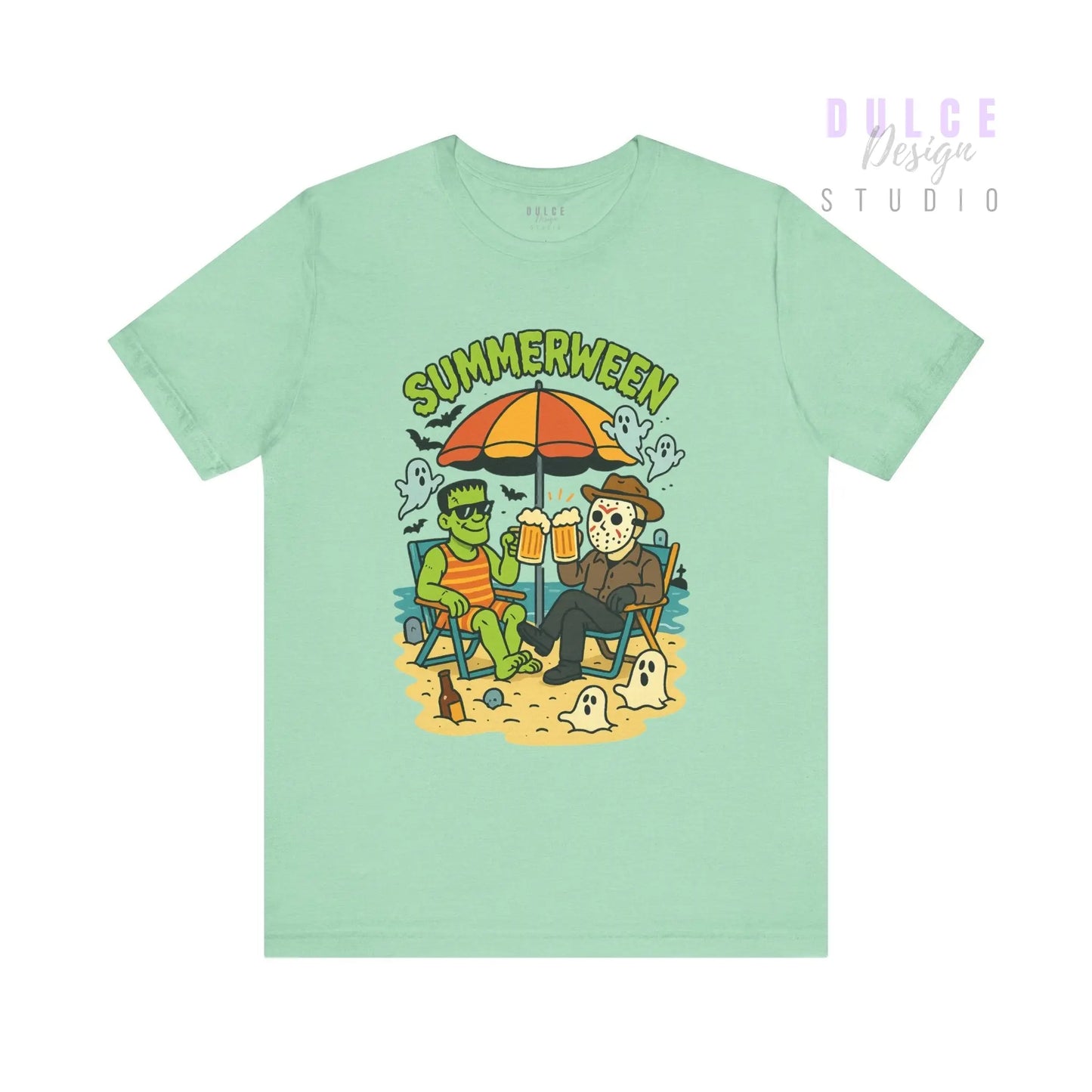 Summerween Parody Shirt – Spooky Beach Bros Tee for Horror Fans - Heather Mint / 3XL Dulce Design Studio
