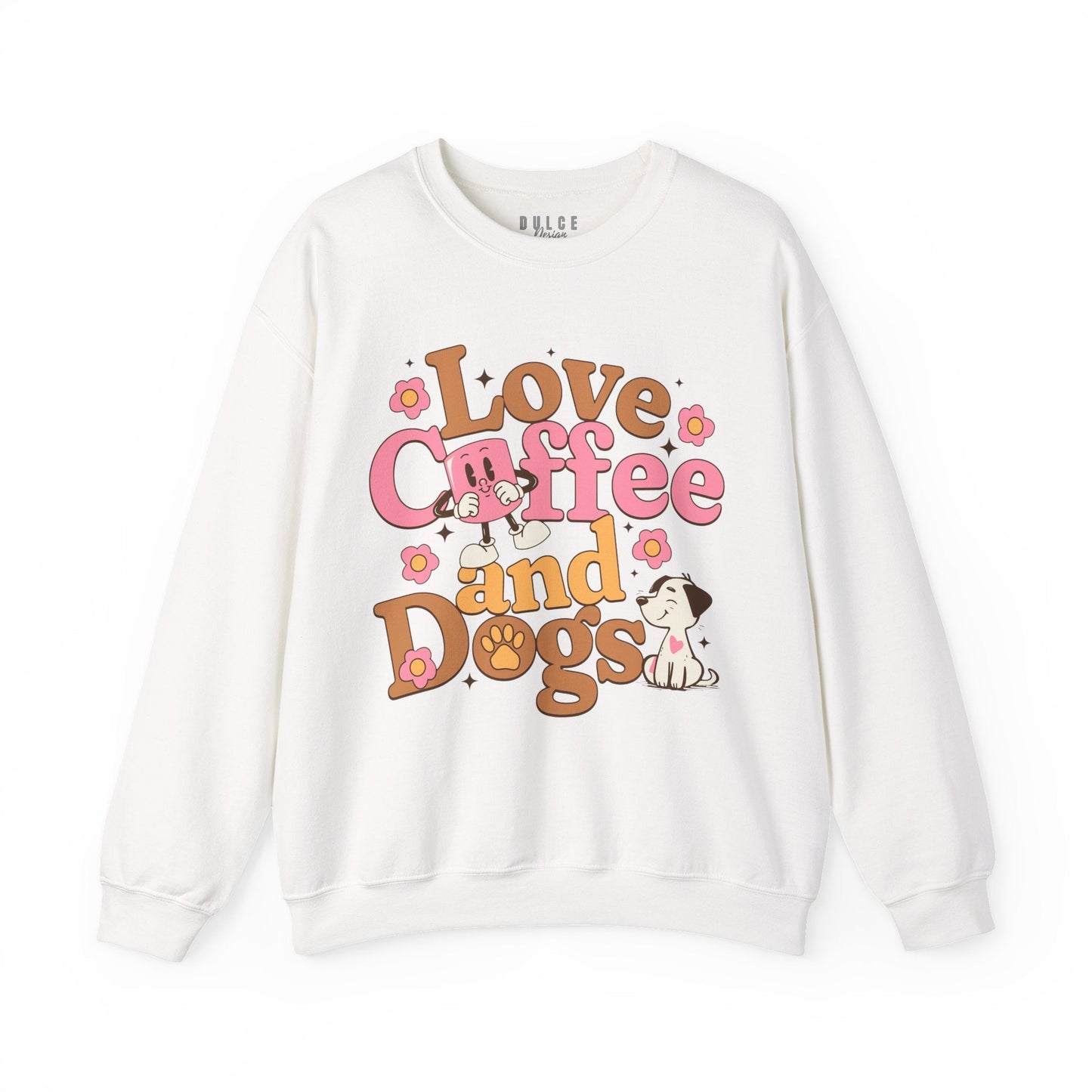 Love Coffee and Dogs Sweatshirt – Cozy Dog Mom Pullover- 3XL / White- Dulce Design Studio