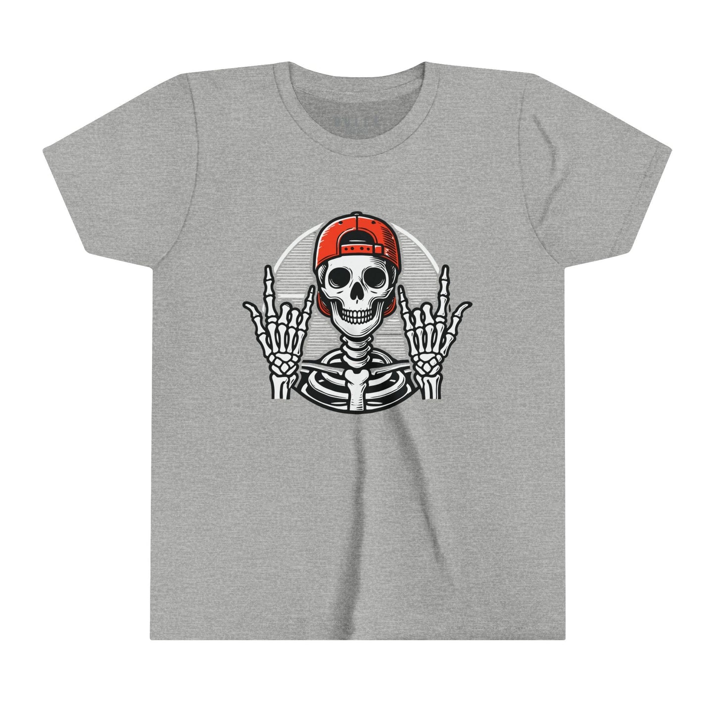 ROCKER SKELETON HALLOWEEN UNISEX TEE - COOL & EDGY SKELETON SHIRT FOR KIDS- Athletic Heather / XL- Dulce Design Studio