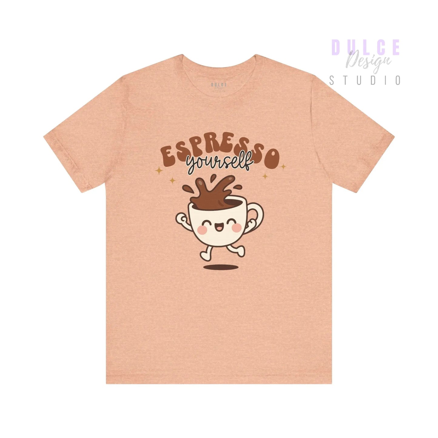 Espresso Yourself Happy Cup Graphic Tee - Heather Peach / 3XL Dulce Design Studio