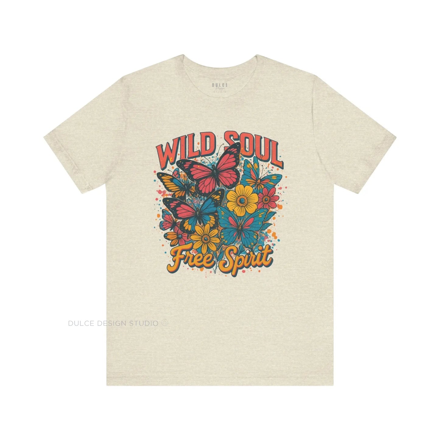 Wild Soul, Free Spirit – Retro Butterfly & Floral Tee - Dulce Design Studio