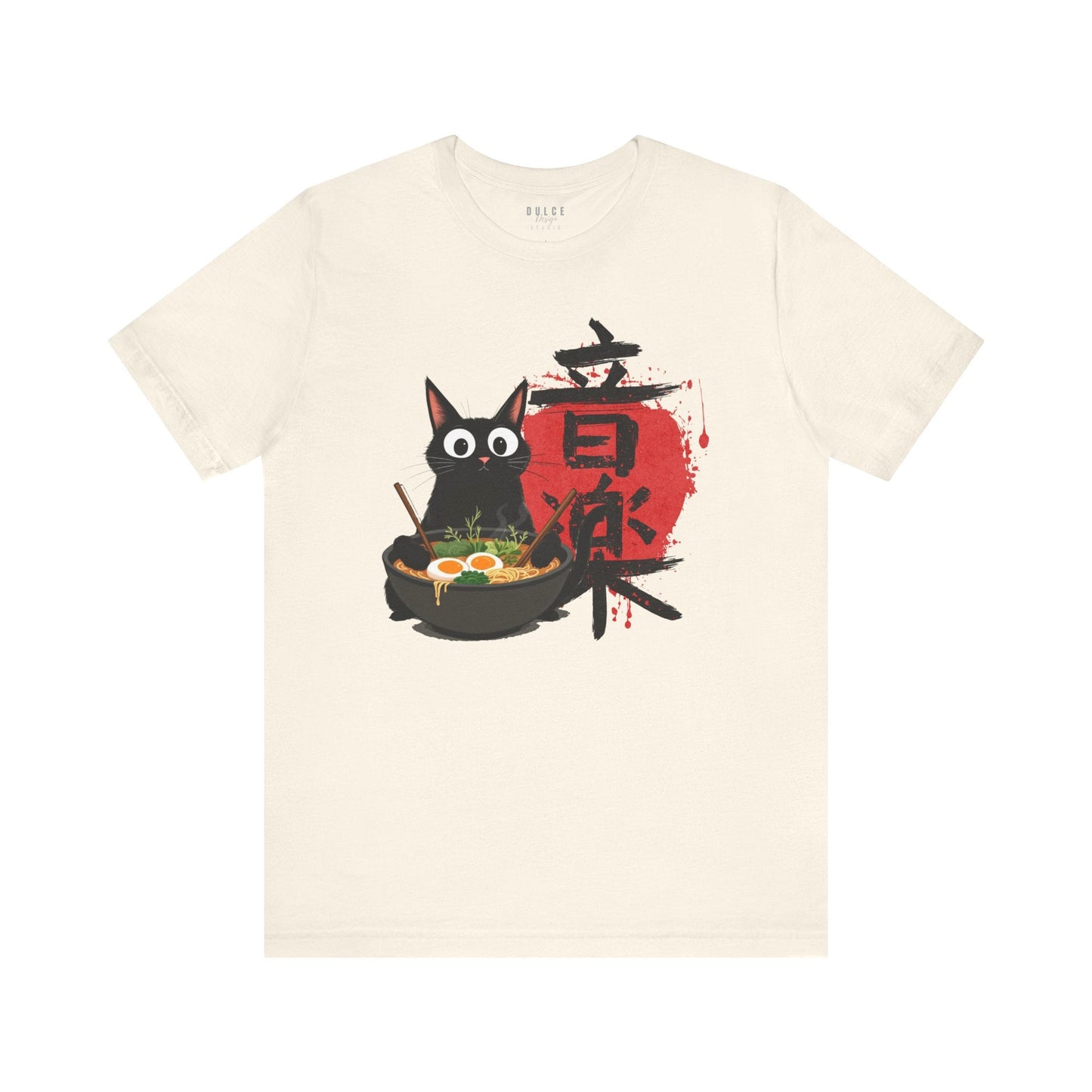 Ramen Cat Tee – Noodle Bowl Kitty Shirt- Natural / 3XL- Dulce Design Studio