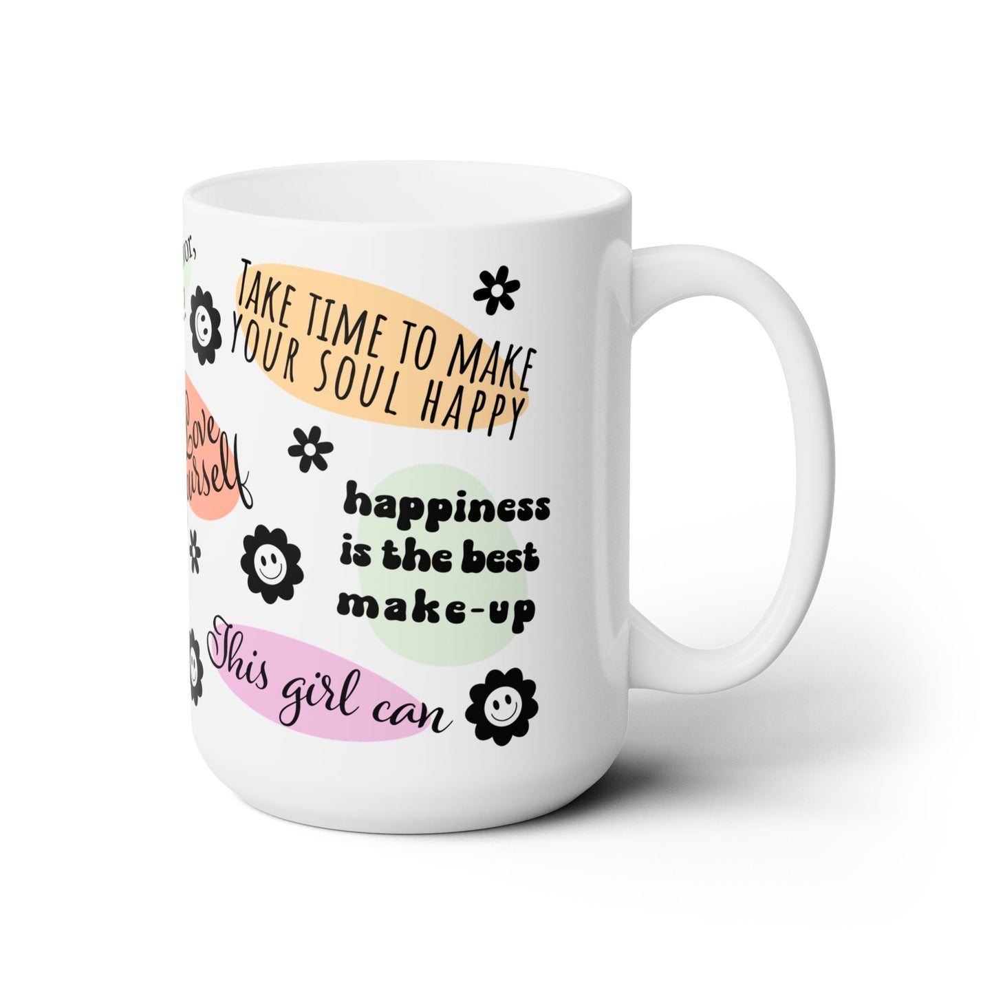 Love Yourself Positive Affirmation Mug – 15oz Ceramic Coffee Cup- - Dulce Design Studio