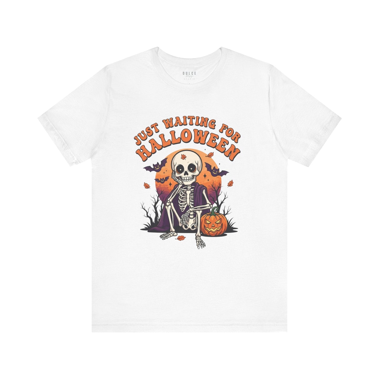 Halloween T-Shirt – Just Waiting for Halloween Skeleton Tee- - Dulce Design Studio