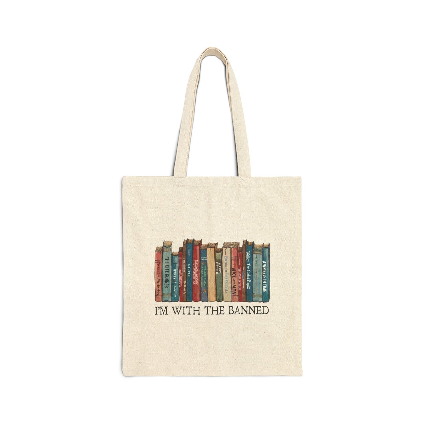 I’m With the Banned Tote Bag – Banned Books Canvas Book Bag- Natural / 15" x 16"- Dulce Design Studio