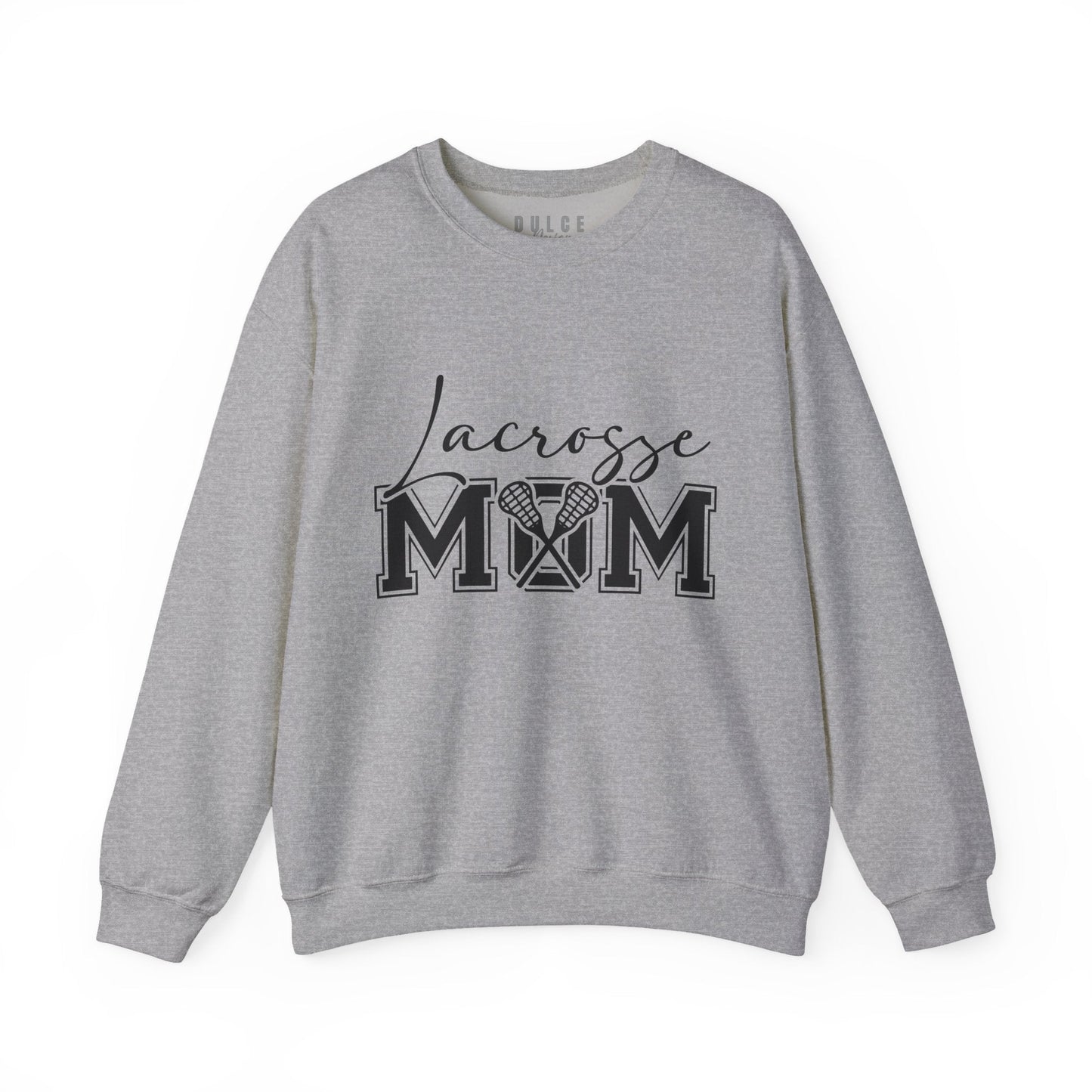 Lacrosse Mom Sweatshirt – Bold Front & Back Sports Design- Sport Grey / 3XL- Dulce Design Studio