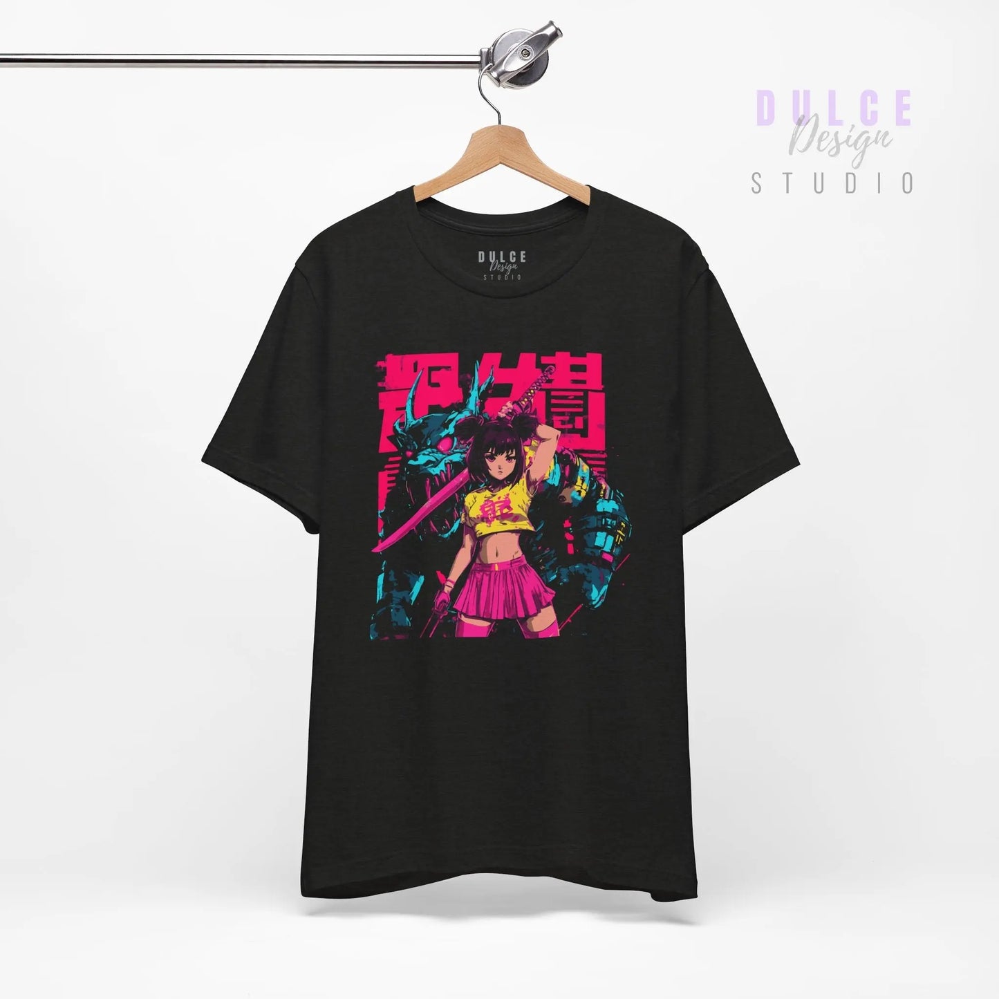Mecha Muse – Neon Anime Girl Tee - Dulce Design Studio