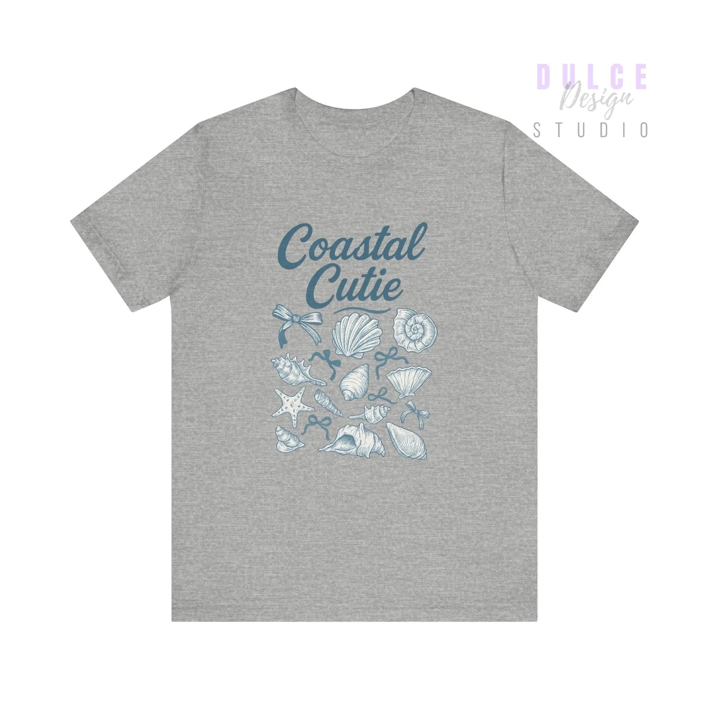 Coastal Cutie Graphic Tee – Beachy Shell & Bow Design - Athletic Heather / 3XL Dulce Design Studio
