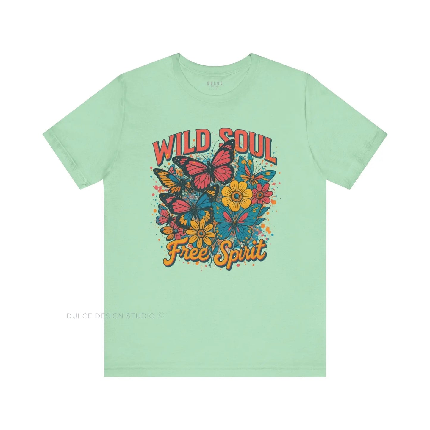 Wild Soul, Free Spirit – Retro Butterfly & Floral Tee - Dulce Design Studio