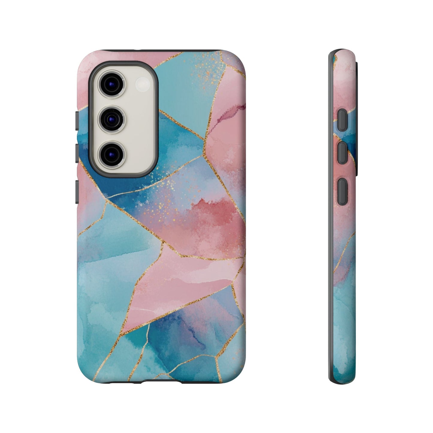 Blush Mosaic Phone Case – Watercolor Gold Tough Case- Samsung Galaxy S23 / Matte- Dulce Design Studio