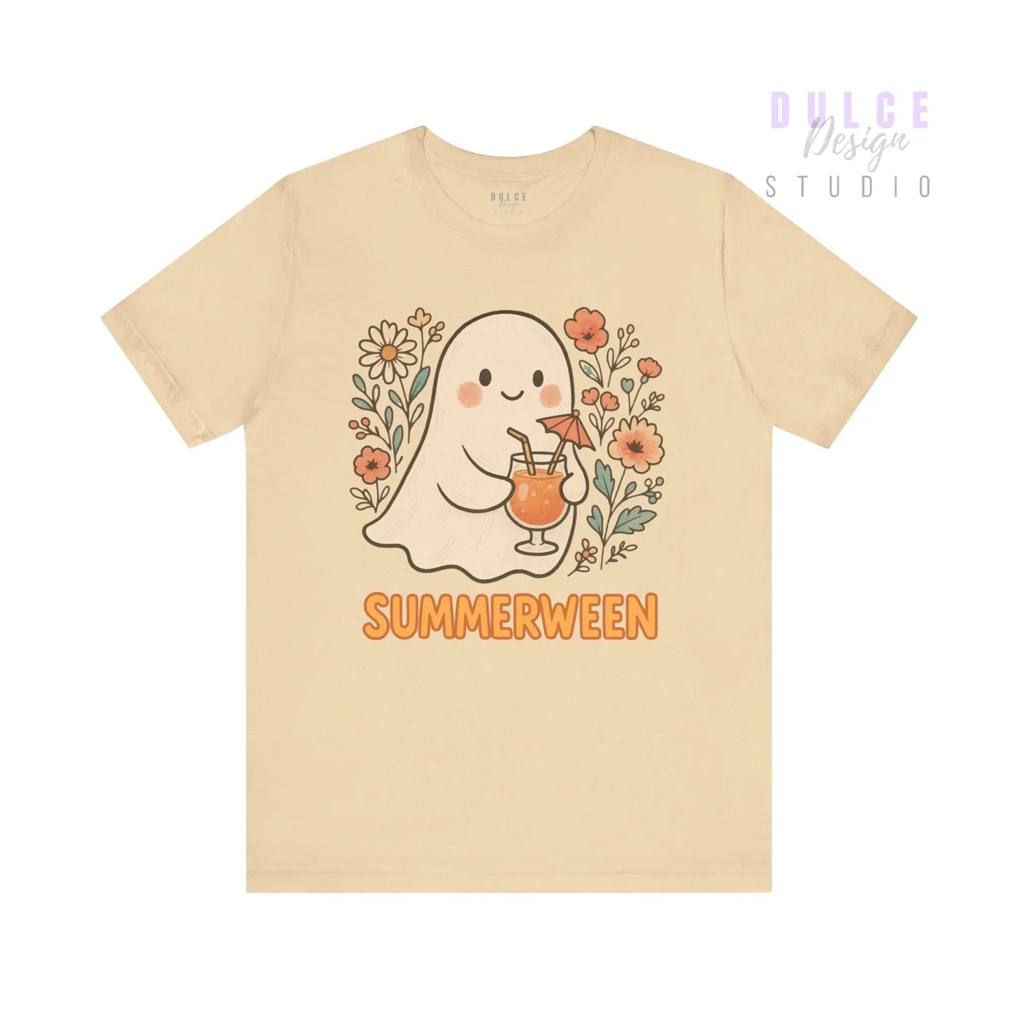 Summerween Ghost T-Shirt – Vintage Style Floral Halloween Tee - Soft Cream / 3XL Dulce Design Studio