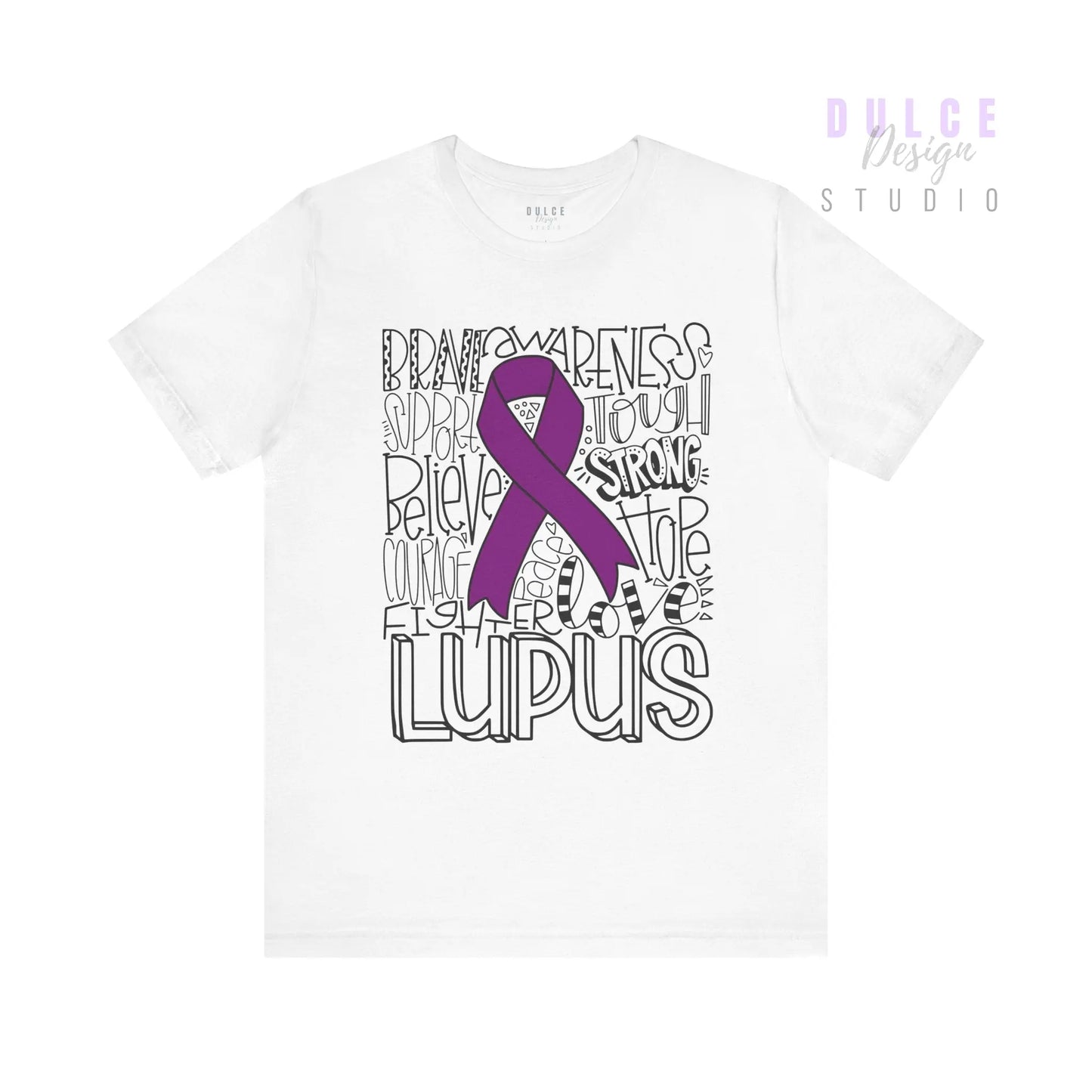 Lupus Warrior Word Collage Tee – Support, Strength & Awareness - Dulce Design Studio