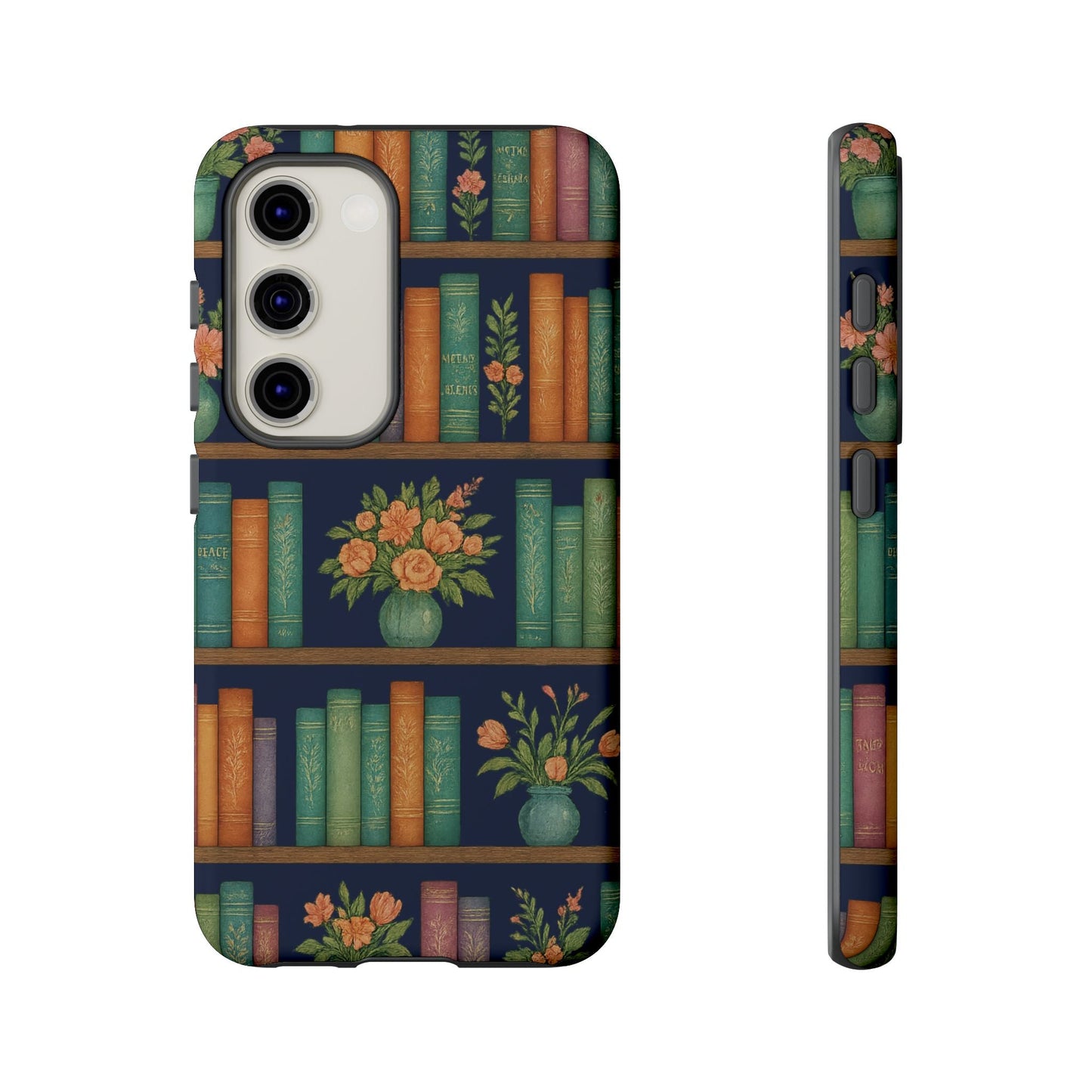Floral Bookshelf Phone Case – Cozy Reader Tough Phone Case- Samsung Galaxy S23 / Matte- Dulce Design Studio