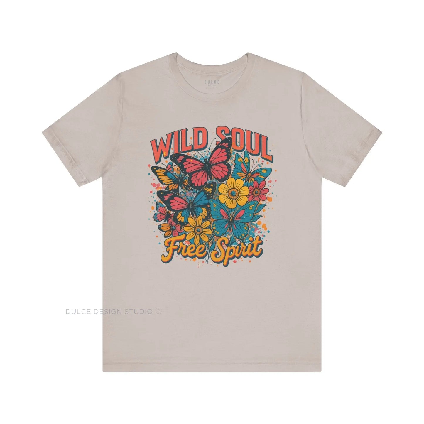 Wild Soul, Free Spirit – Retro Butterfly & Floral Tee - Dulce Design Studio