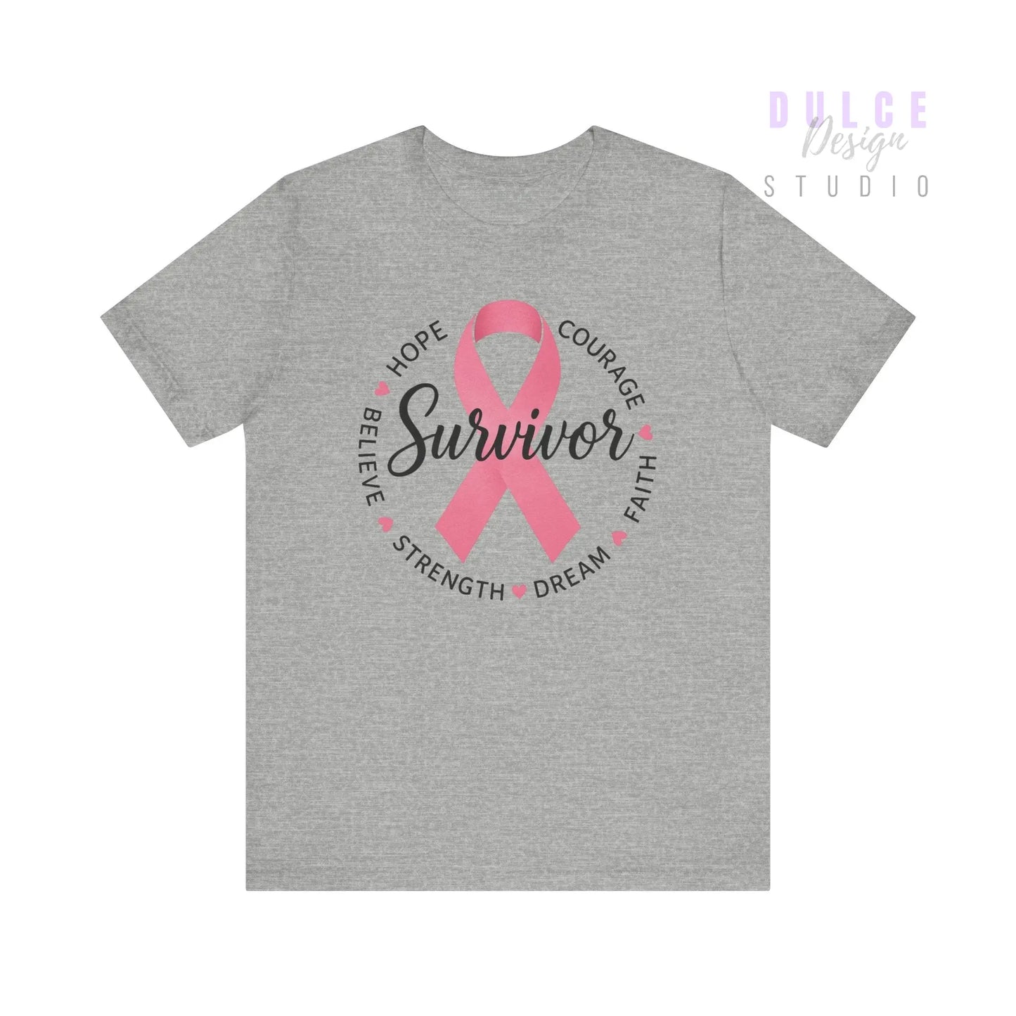 Survivor Ribbon Circle T-Shirt – Strength, Hope & Courage - Dulce Design Studio