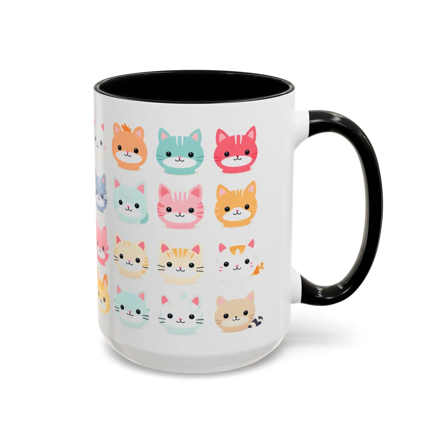 Cute Cat Faces Mug – 15oz Ceramic Coffee Cup for Cat Lovers - Dulce Design Studio