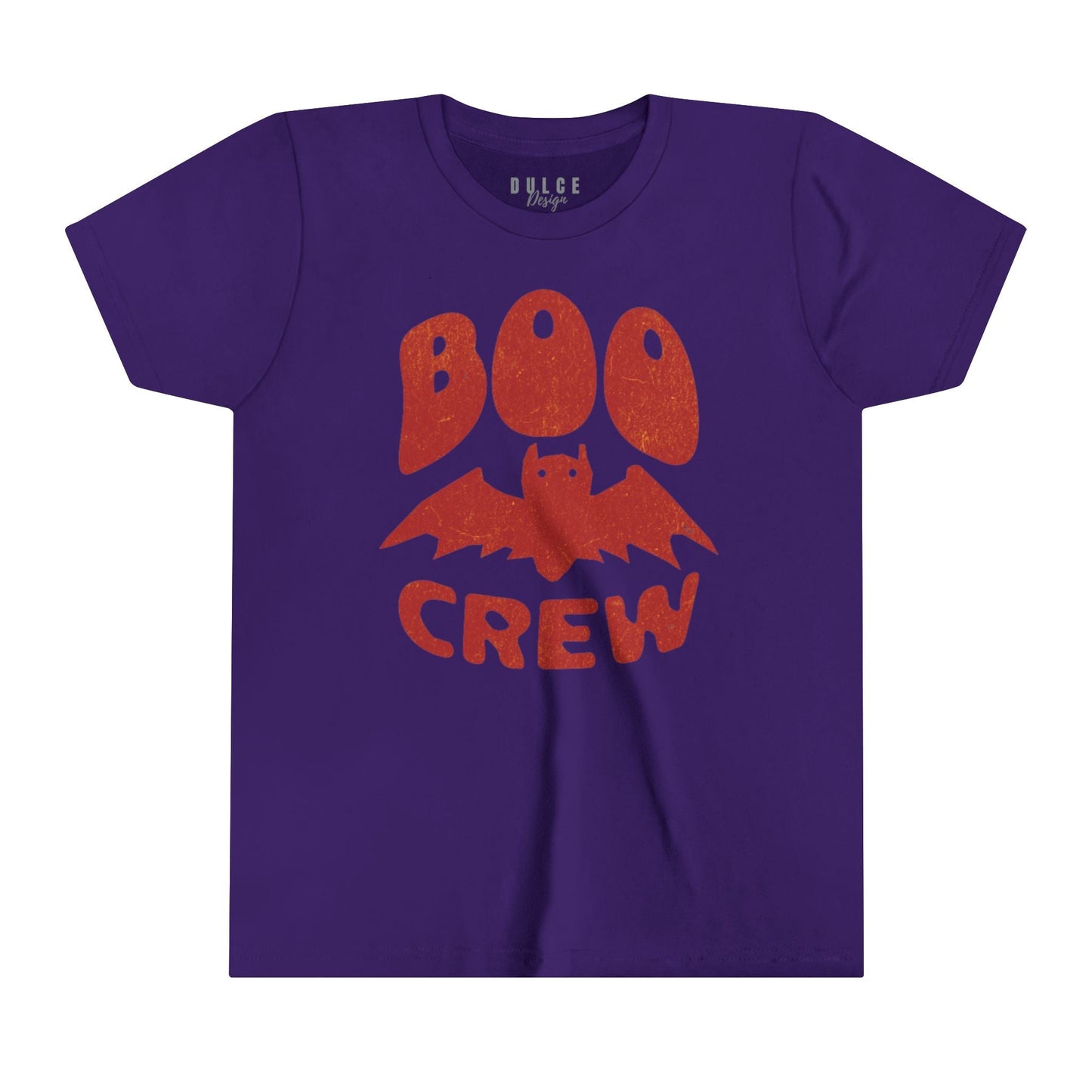 BOO CREW UNISEX YOUTH HALLOWEEN TEE - FUN & FESTIVE BAT-THEMED SHIRT FOR KIDS- Team Purple / XL- Dulce Design Studio