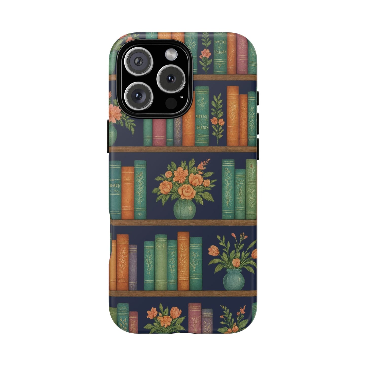 Floral Bookshelf Phone Case – Cozy Reader Tough Phone Case- iPhone 16 Pro Max / Matte- Dulce Design Studio