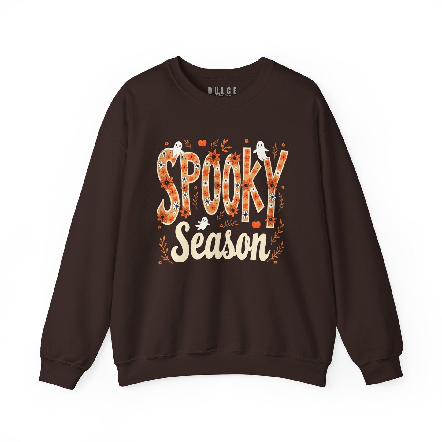Spooky Season Sweatshirt – Fall Ghost Halloween Crewneck- Dark Chocolate / 3XL- Dulce Design Studio