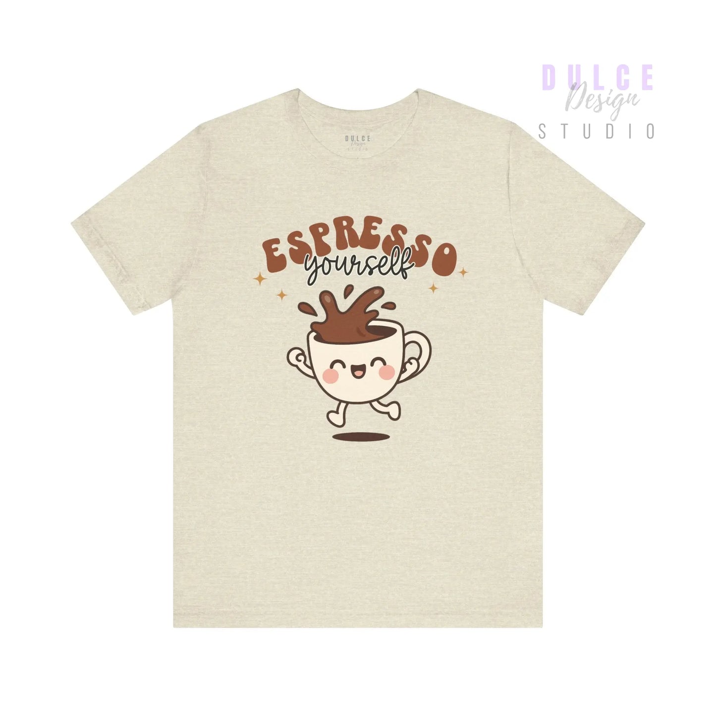 Espresso Yourself Happy Cup Graphic Tee - Heather Prism Natural / 3XL Dulce Design Studio