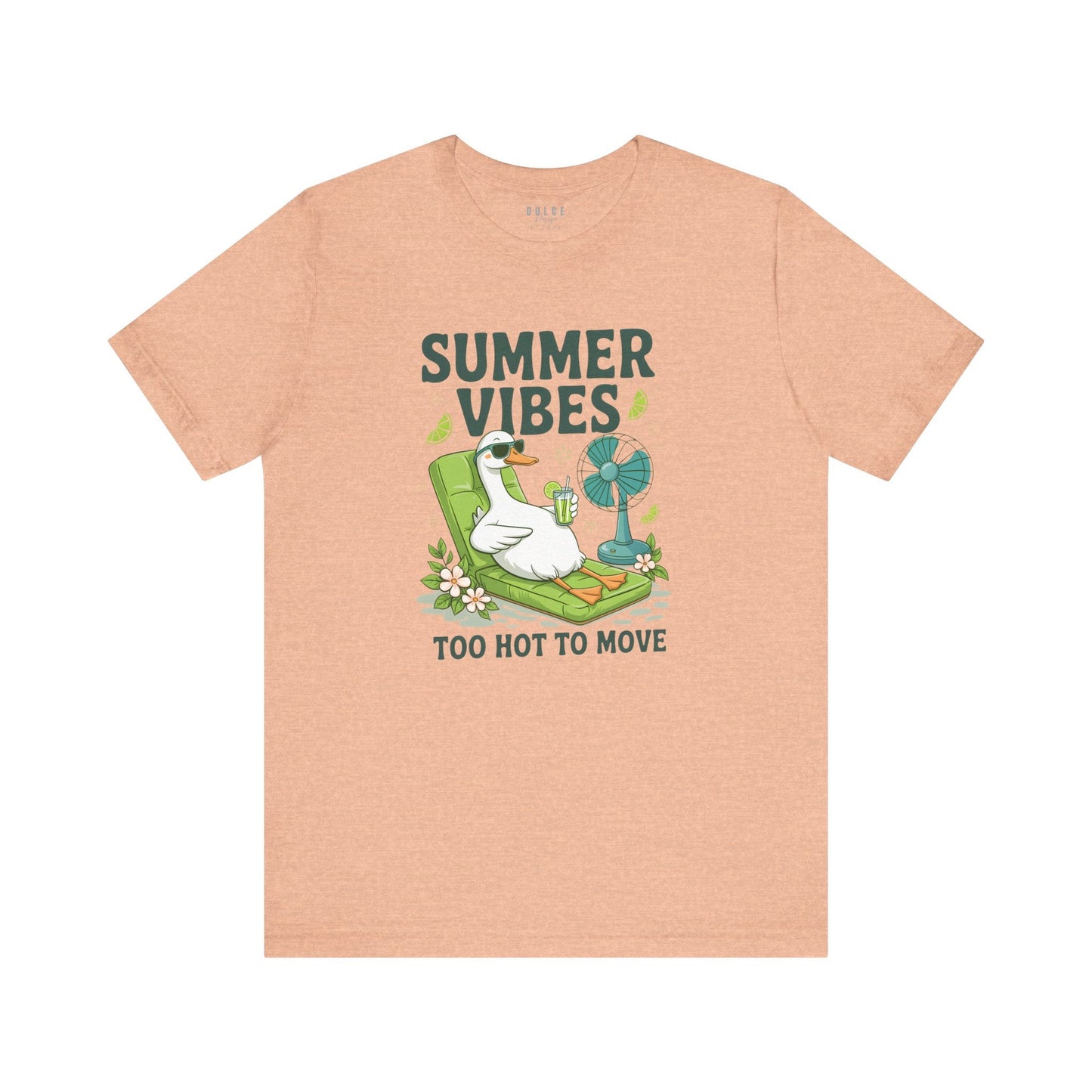 Summer Vibes Duck Shirt – Too Hot to Move- Heather Peach / 3XL- Dulce Design Studio