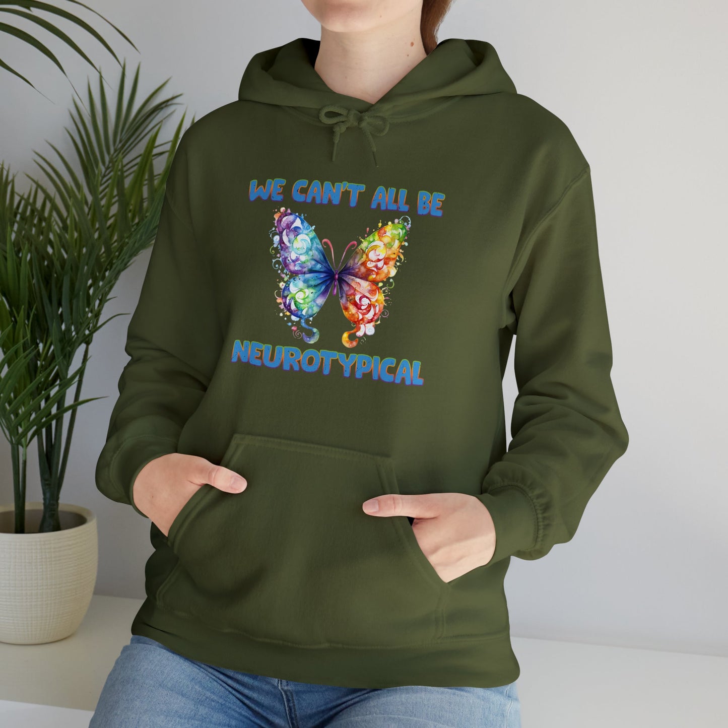 Color Outside the Lines – Neurodiversity Hoodie- Military Green / 3XL- Dulce Design Studio